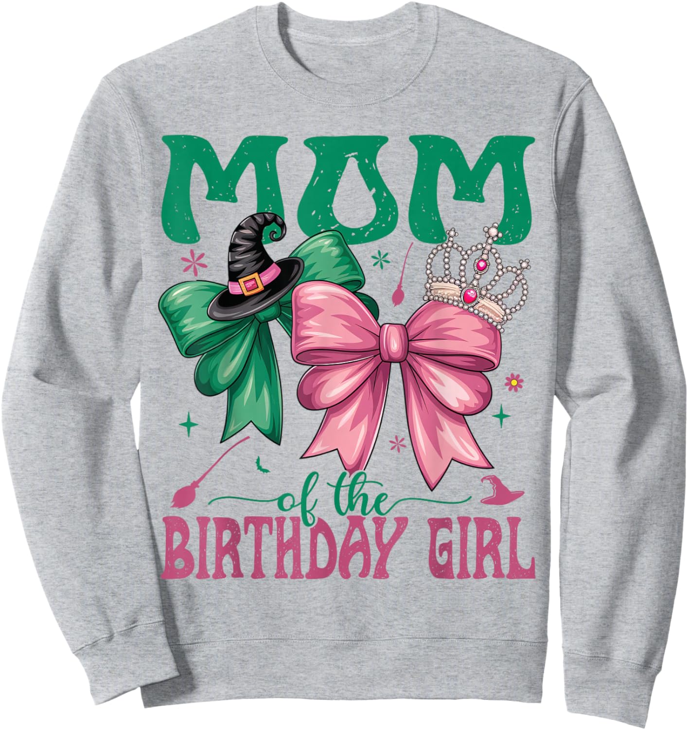 Mom of The Birthday Girl Matching Witch Family Bday Part Sweatshirt - Sweatshirt | Ash