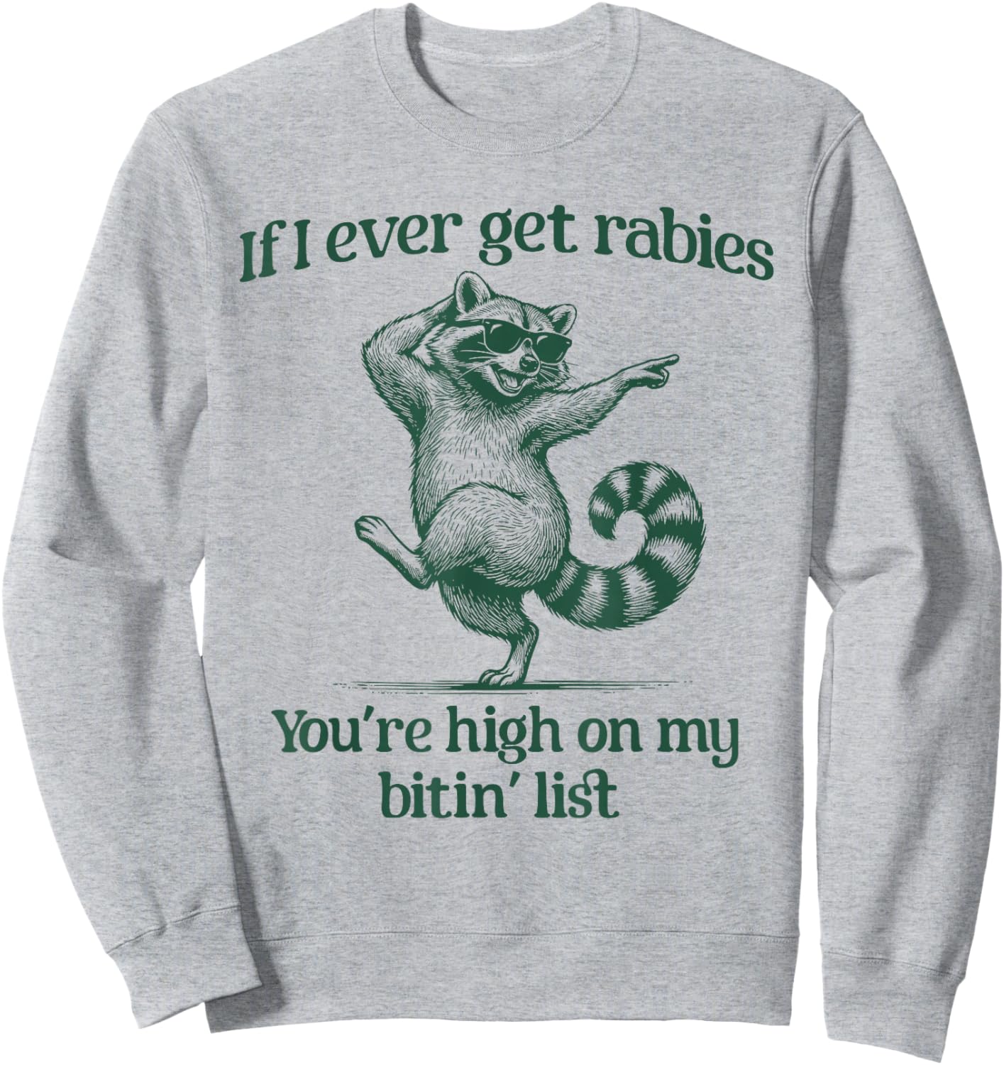 If I Ever Get Rabies You’re High On My Bitin’ List Raccoon Sweatshirt - Sweatshirt | Ash