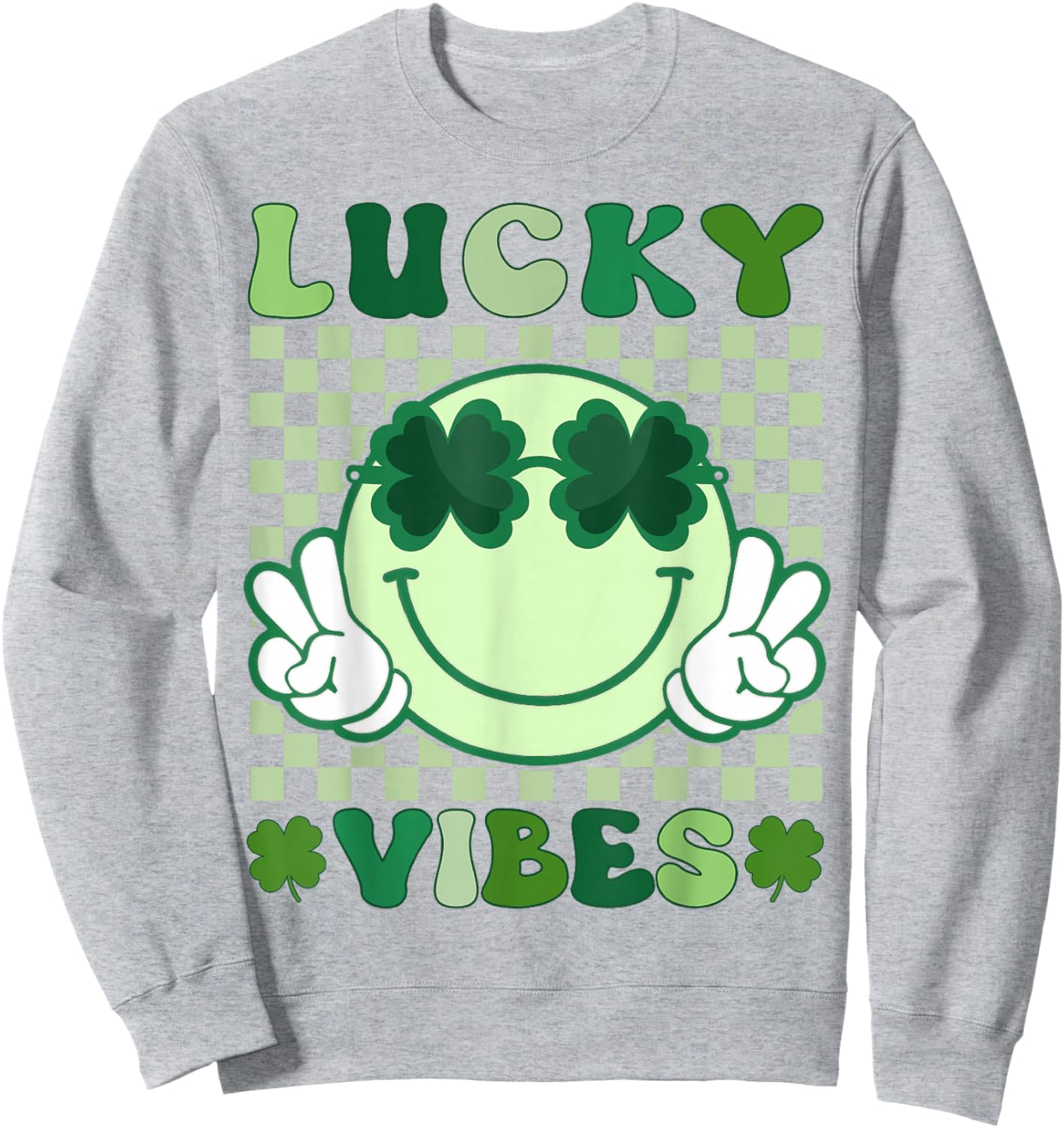 Groovy St Patricks Day Shirts Men Kids Lucky Vibes Sweatshirt - Sweatshirt | Ash