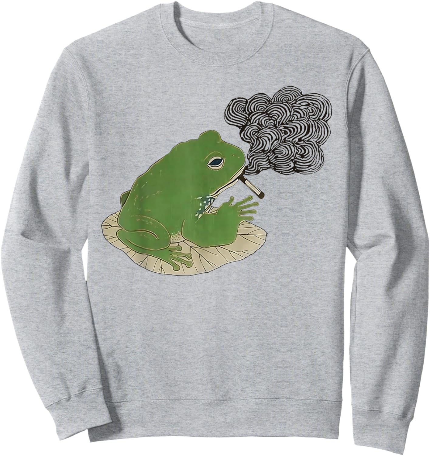 Tired Japanese Frog Funny Smoking Frog Meme Cigarette Gen Z Sweatshirt - Sweatshirt | Ash