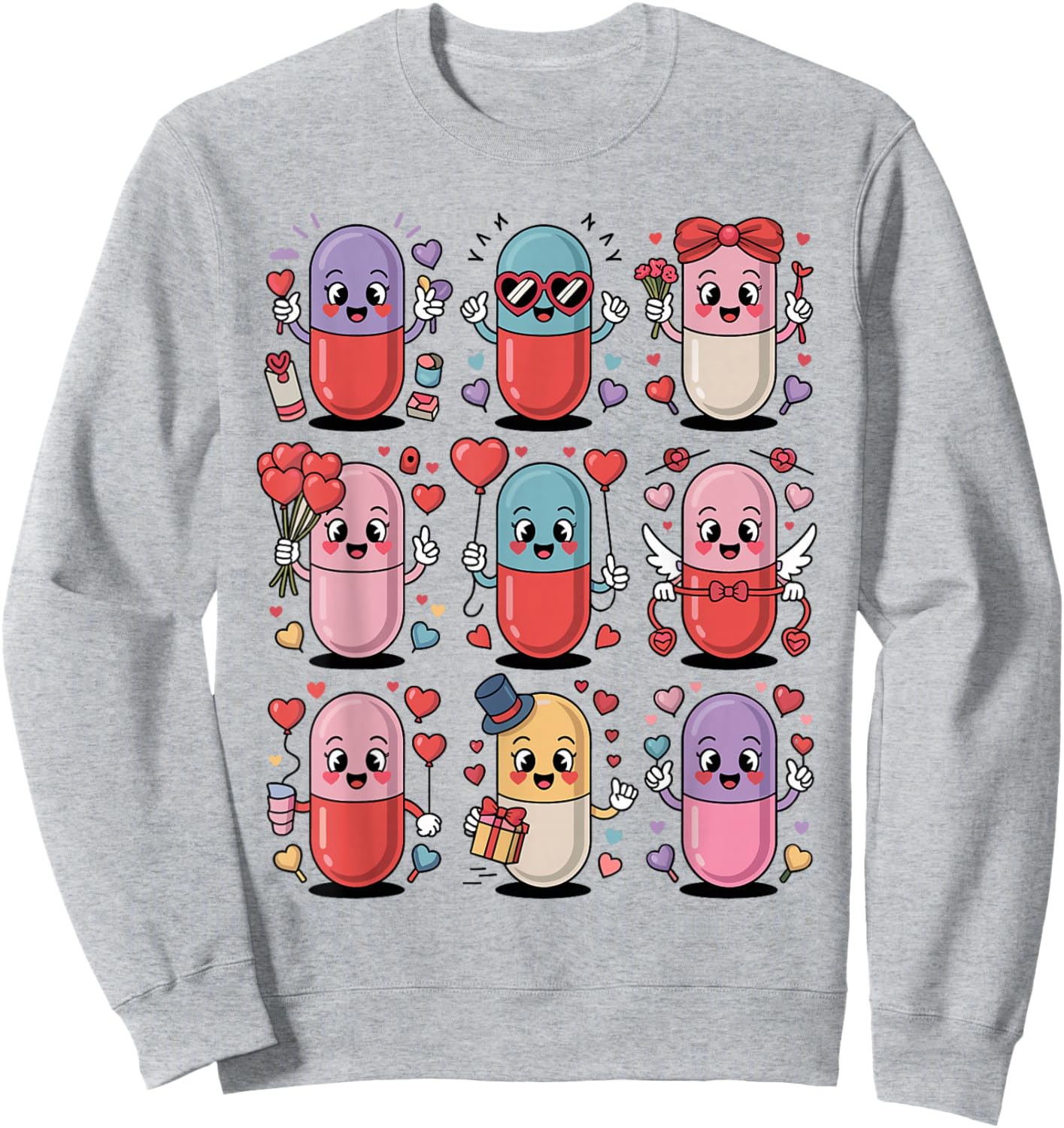 Pharmacy Valentine's Day Pills Heart Love Pharmacist Tech Sweatshirt - Sweatshirt | Ash