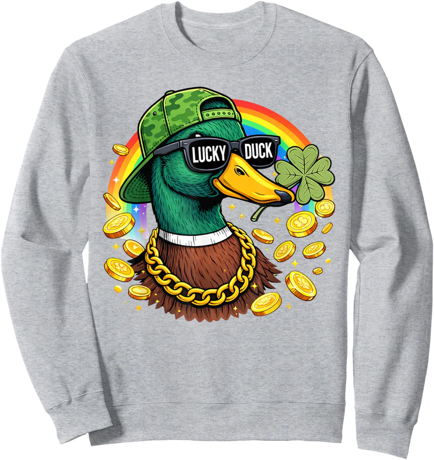 Lucky Duck St Patrick Duck Hunting Sweatshirt - Sweatshirt | Ash