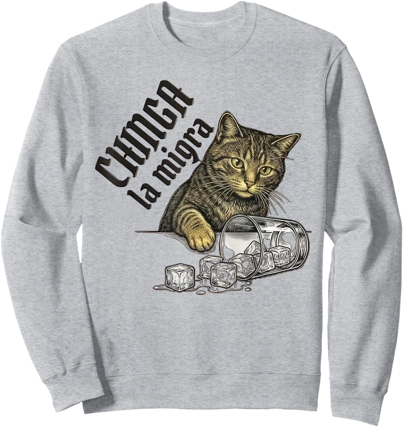 Vintage Chinga La Migra Cat Women Sweatshirt - Sweatshirt | Ash