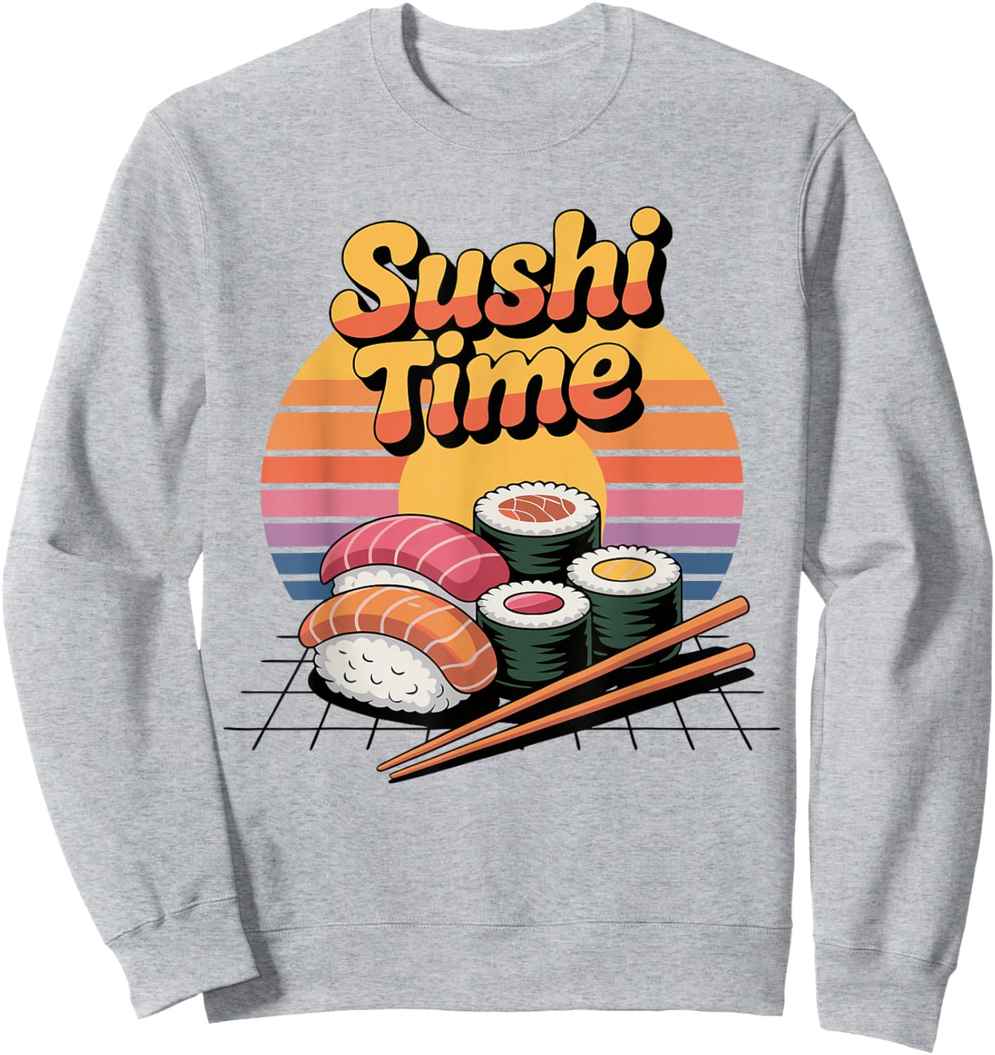 Sushi Time Cool Japanese Food Retro Sushi Sweatshirt - Sweatshirt | Ash