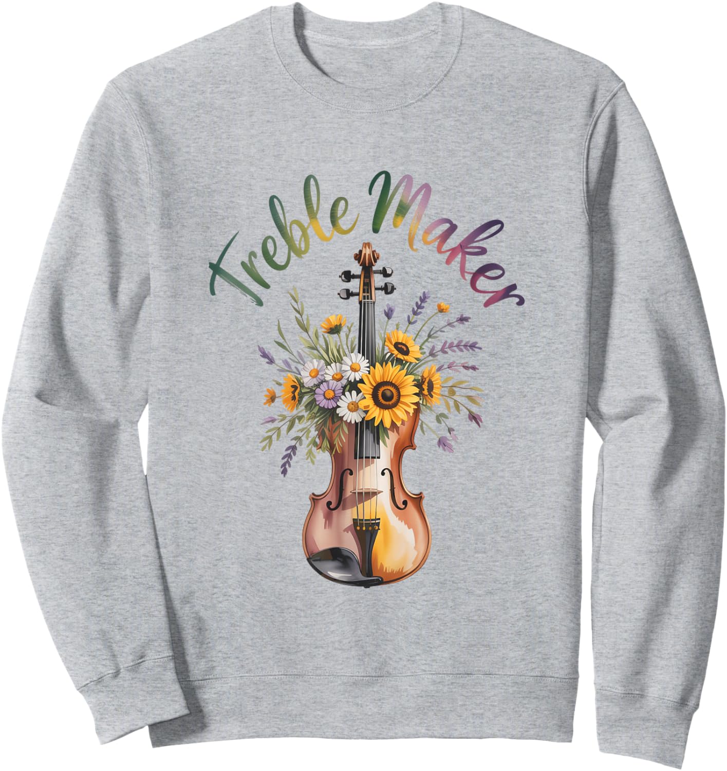 Treble Maker Violin Floral Music Pun Orchestra Sweatshirt - Sweatshirt | Ash