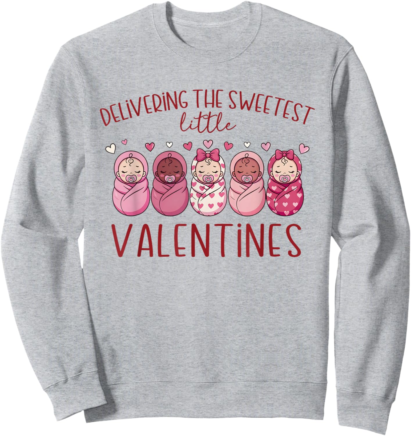 Women Labor and Delivery Nurse Valentine's Day L & D Sweatshirt - Sweatshirt | Ash