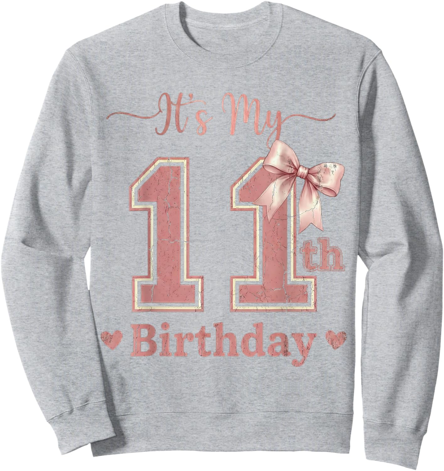 It's My 11th Birthday Girl Coquette Bow Pink 11 Year Old Sweatshirt - Sweatshirt | Ash