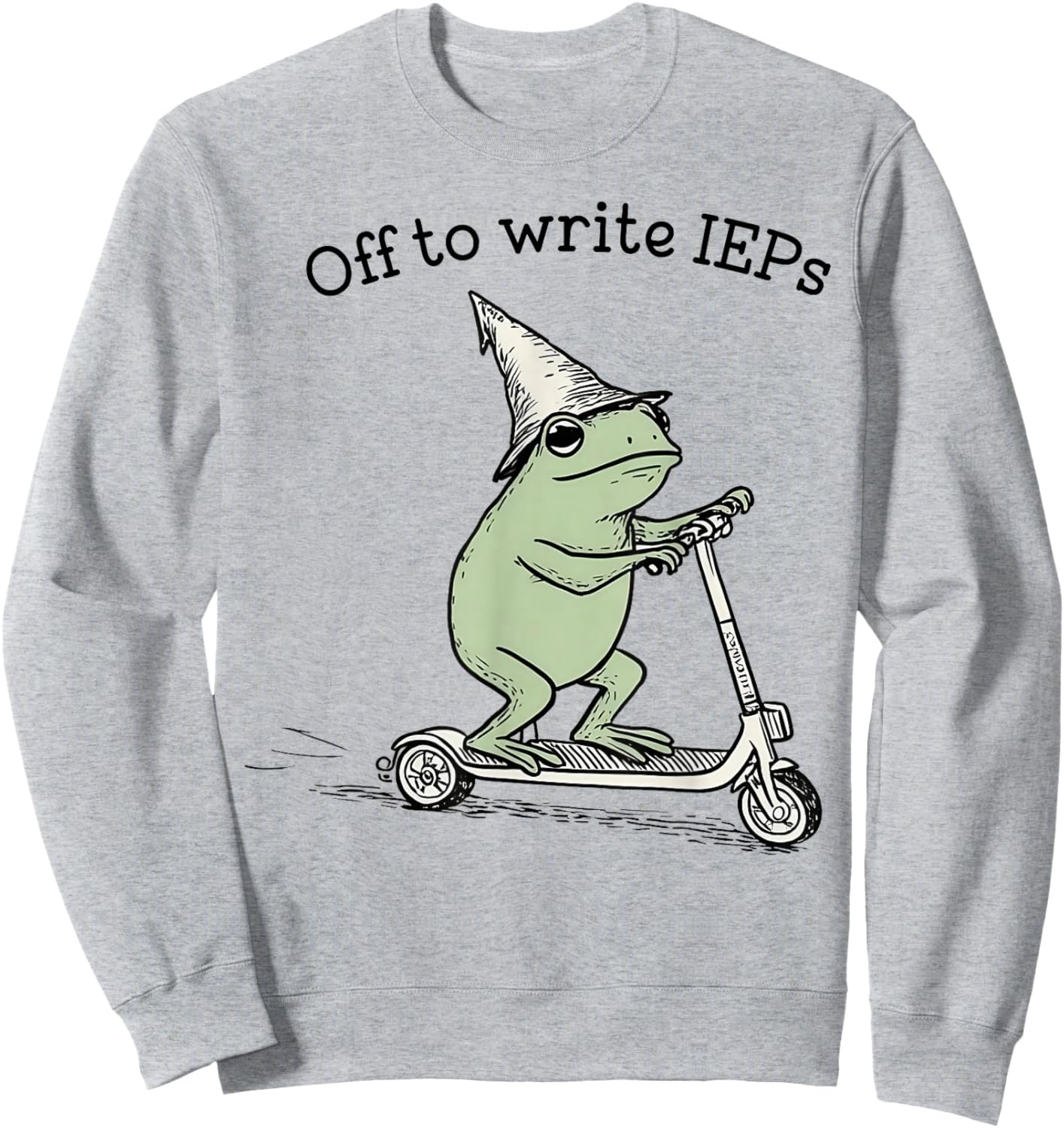 Off to Write IEPs - School Psychologist IEP Frog Scooter Sweatshirt - Sweatshirt | Ash