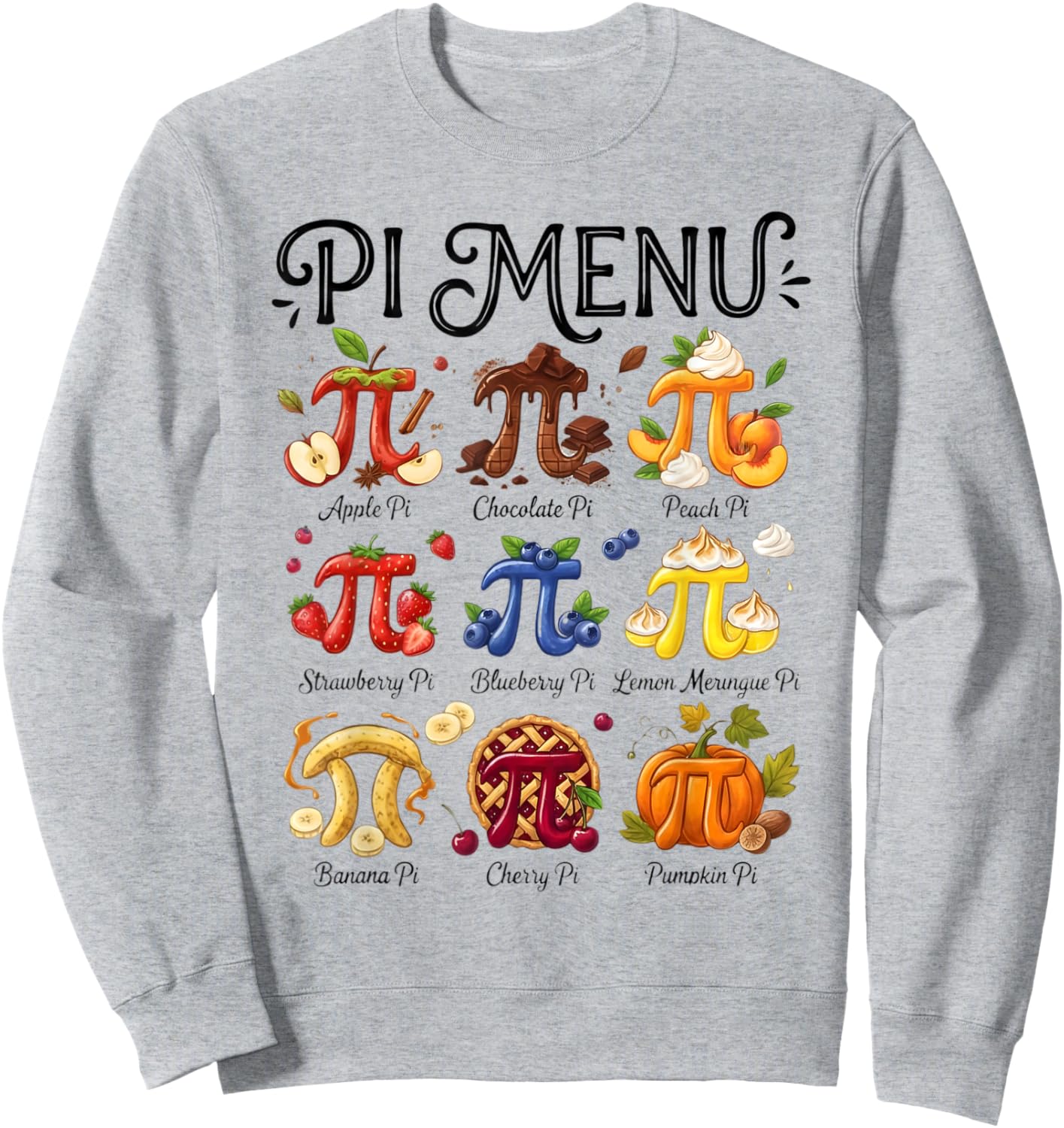 Pi Menu 3.14 Pi Symbol - Math Teacher Happy Pi Day Sweatshirt - Sweatshirt | Ash