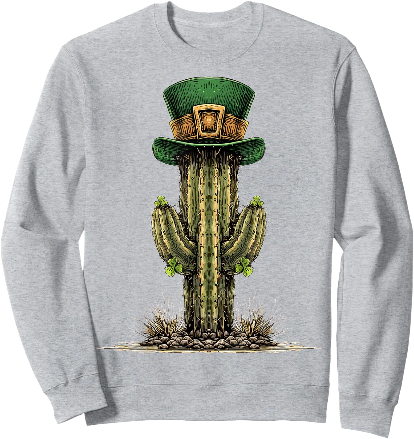 Cactus St. Patricks Day Pattys Day Irish Leprechaun Ireland Sweatshirt - Sweatshirt | Ash