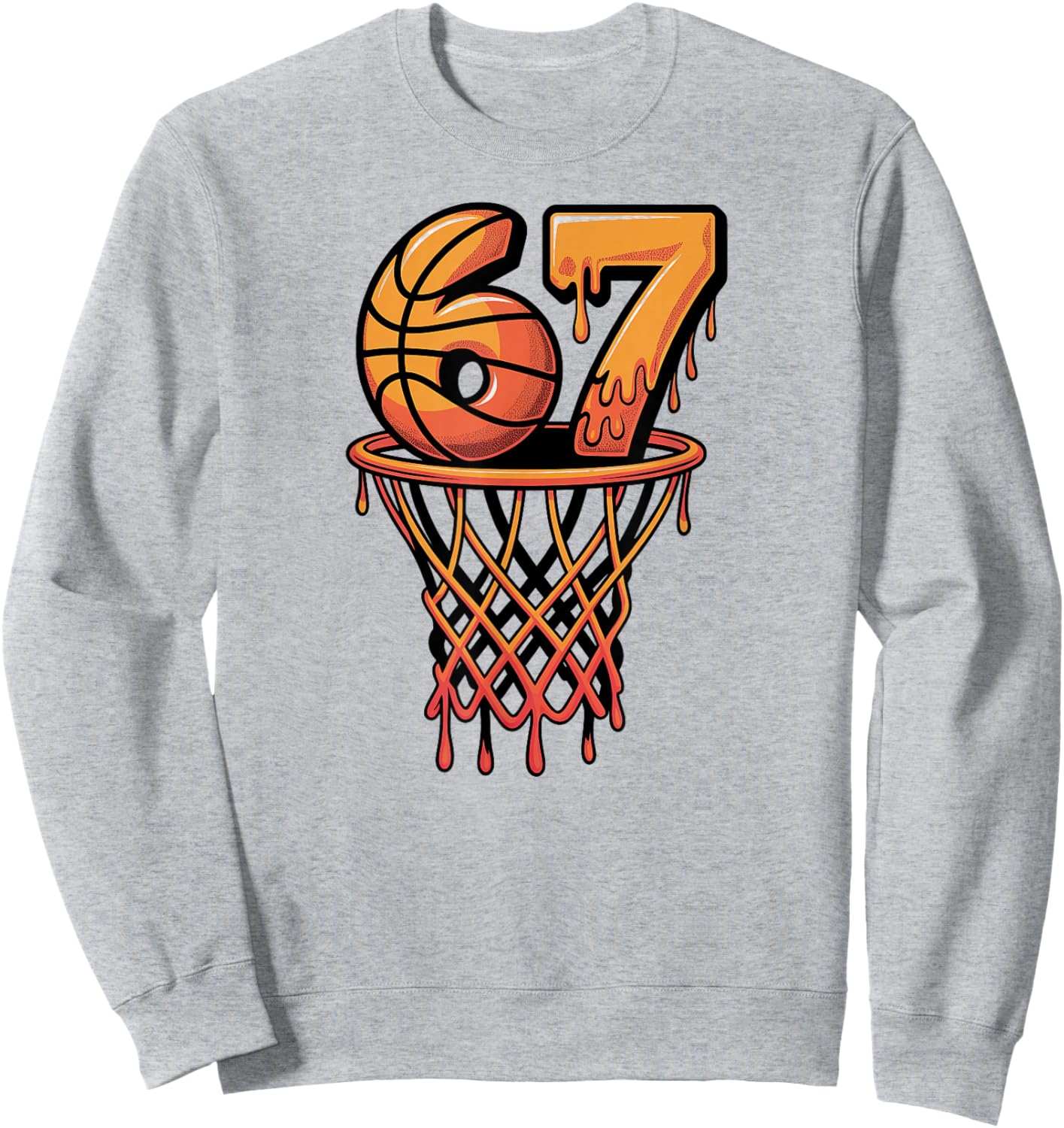 67 Basketball Ice Cream Drip Six Seven Sweatshirt - Sweatshirt | Ash