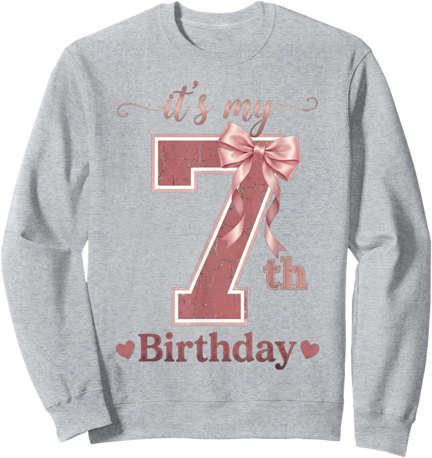 It's My 7th Birthday Girl Coquette Bow Pink 7 Year Old Sweatshirt - Sweatshirt | Ash