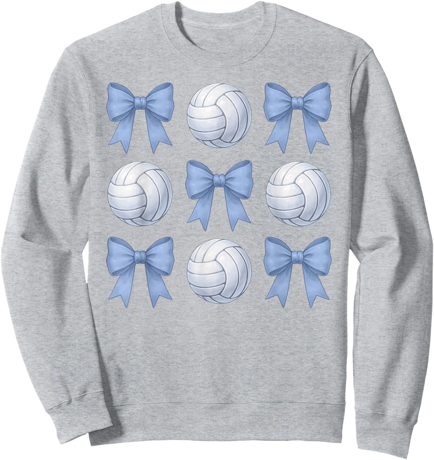 Volleyball Coquette Toile Blue Bow Cute Girls Volleyball Sweatshirt - Sweatshirt | Ash