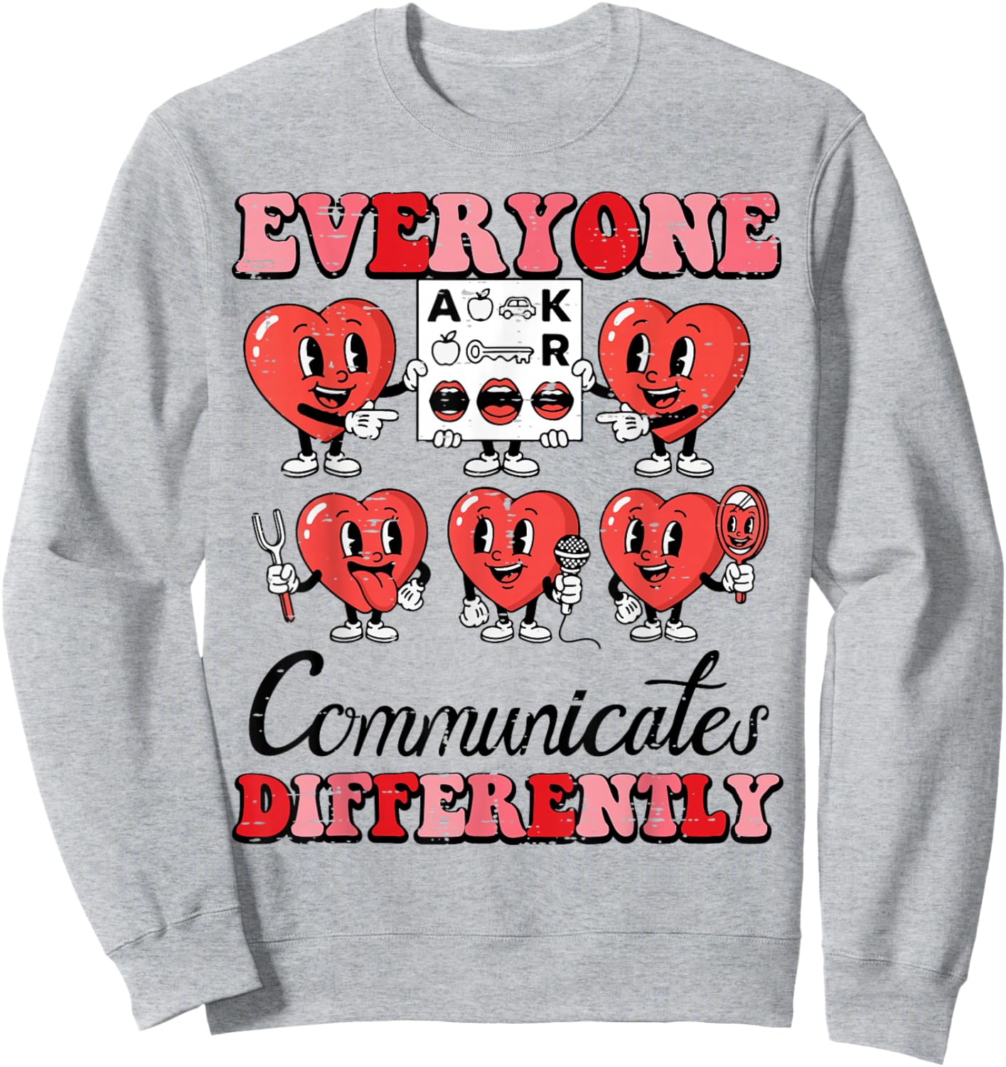 Everyone Communicates Differently Valentines Day Speech Kids Sweatshirt - Sweatshirt | Ash