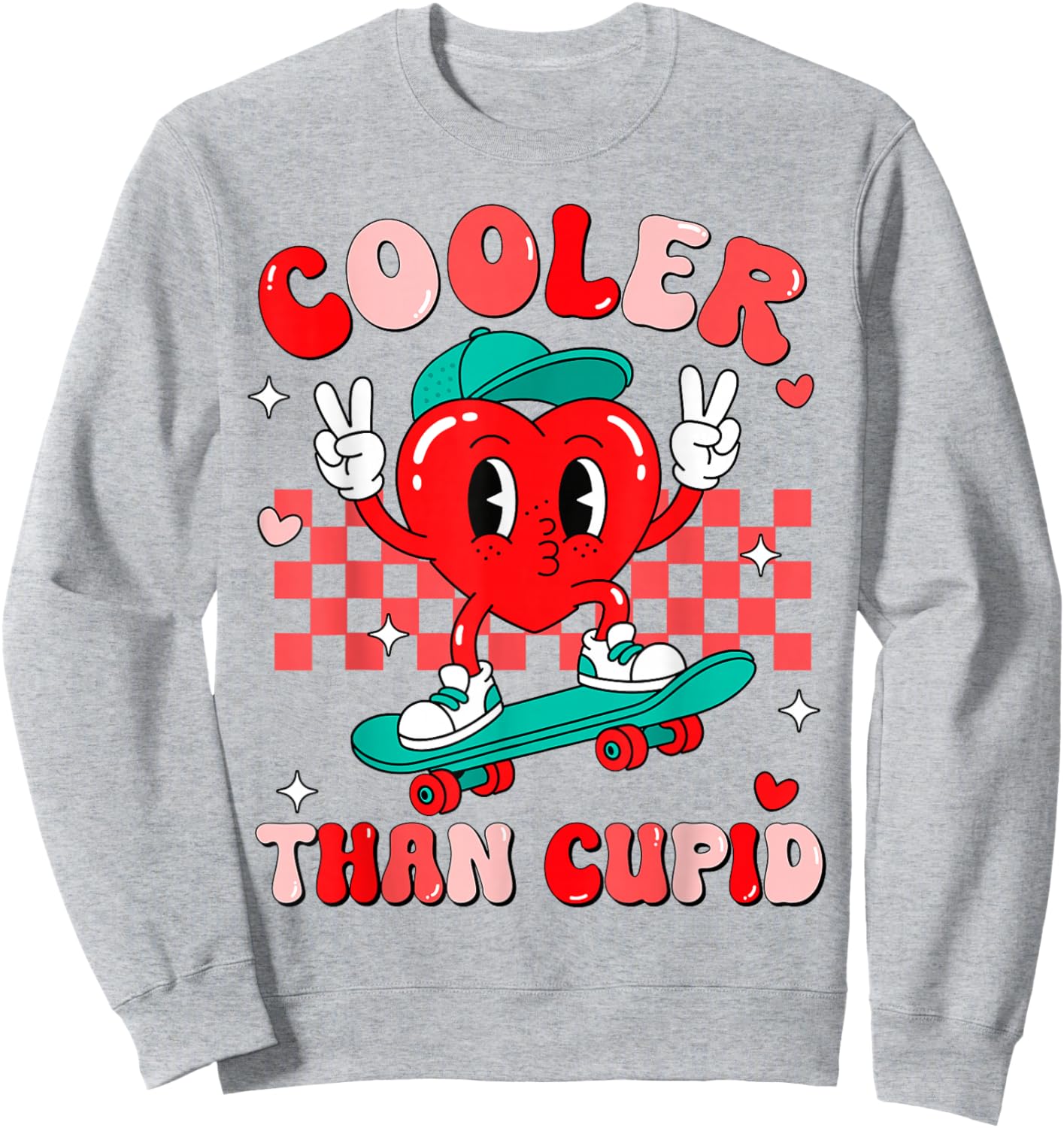 Cooler Than Cupid Valentines Day for Teens Kids Boys Girls Sweatshirt - Sweatshirt | Ash