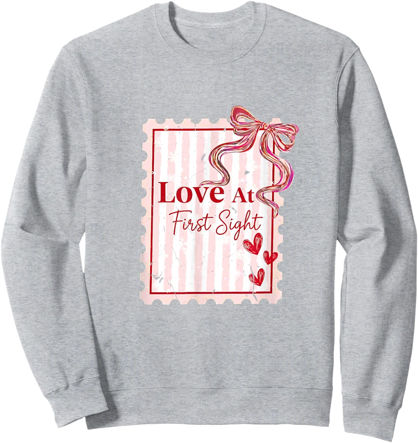 Love at First Sight Cute Valentines Days Stamp Sweatshirt - Sweatshirt | Ash