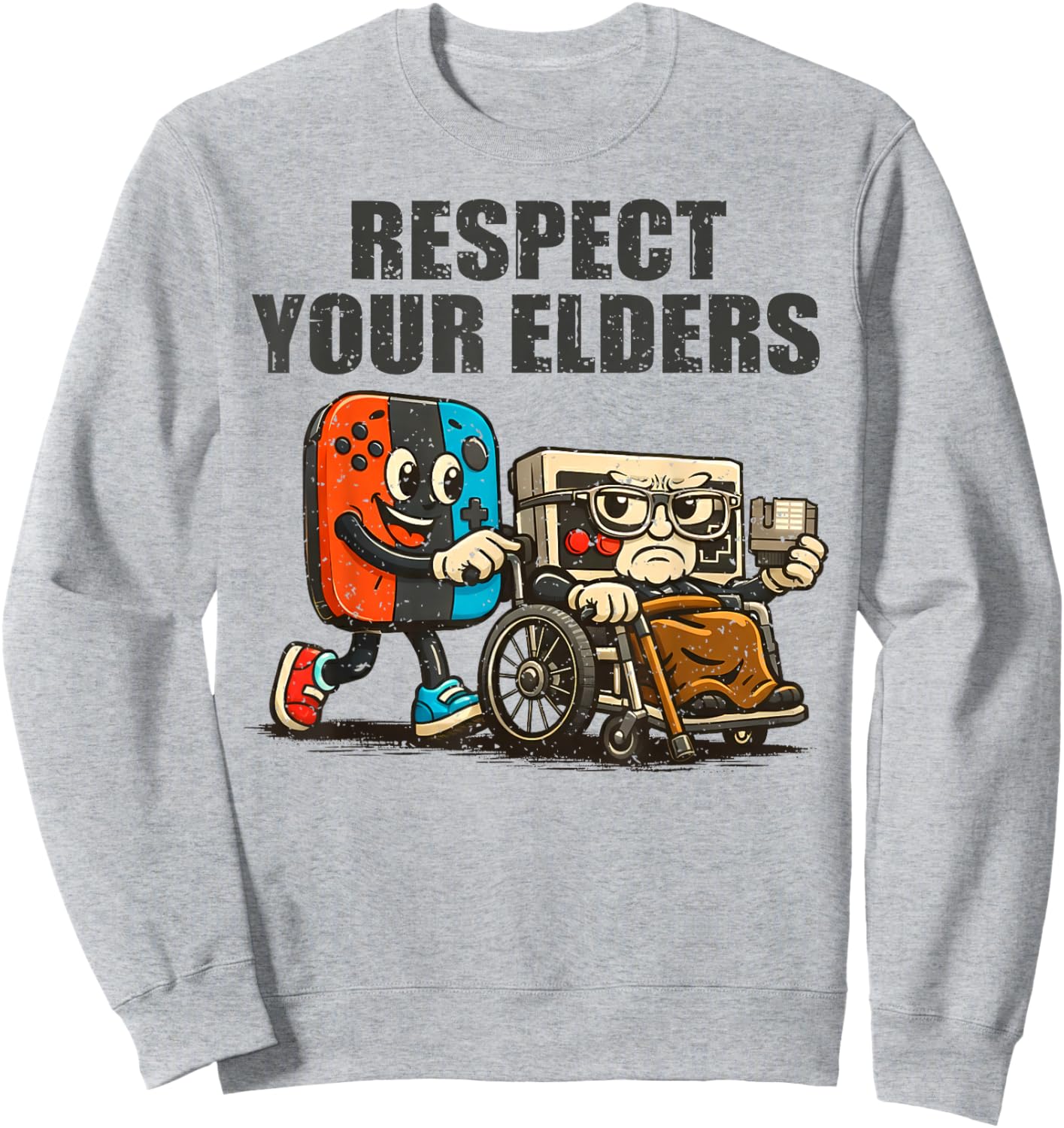 Respect Your Elders Retro Gaming Funny Gamer Controller 80s Sweatshirt - Sweatshirt | Ash