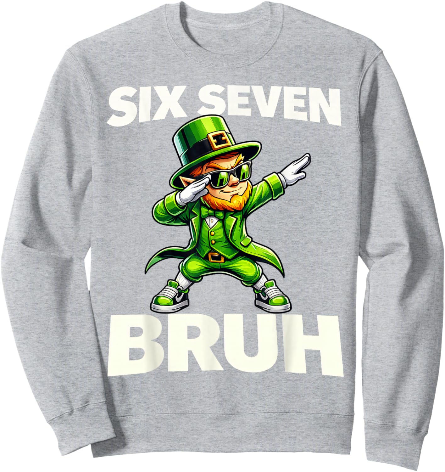 Boys st Patricks Day 67 Leprechaun Dab Six Seven Bruh Kids Sweatshirt - Sweatshirt | Ash
