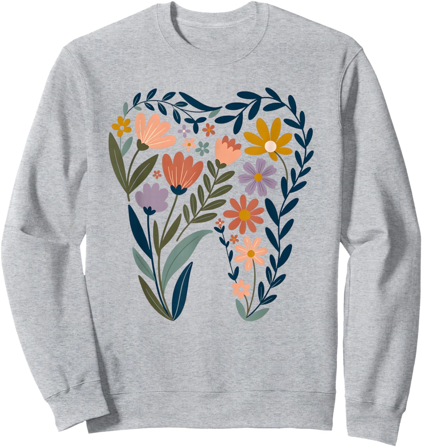 Boho Floral Tooth Flower Dentist Student Dental Assistant Sweatshirt - Sweatshirt | Ash