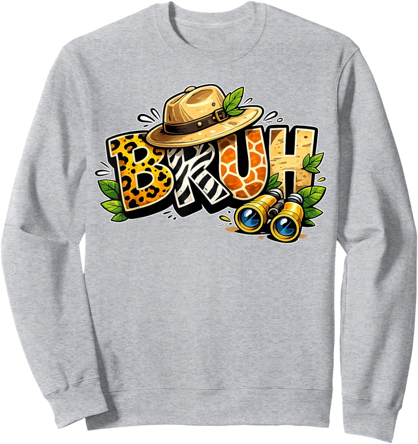 Bruh Safari Zookeeper Funny Animal Print Wildlife Boys Kids Sweatshirt - Sweatshirt | Ash