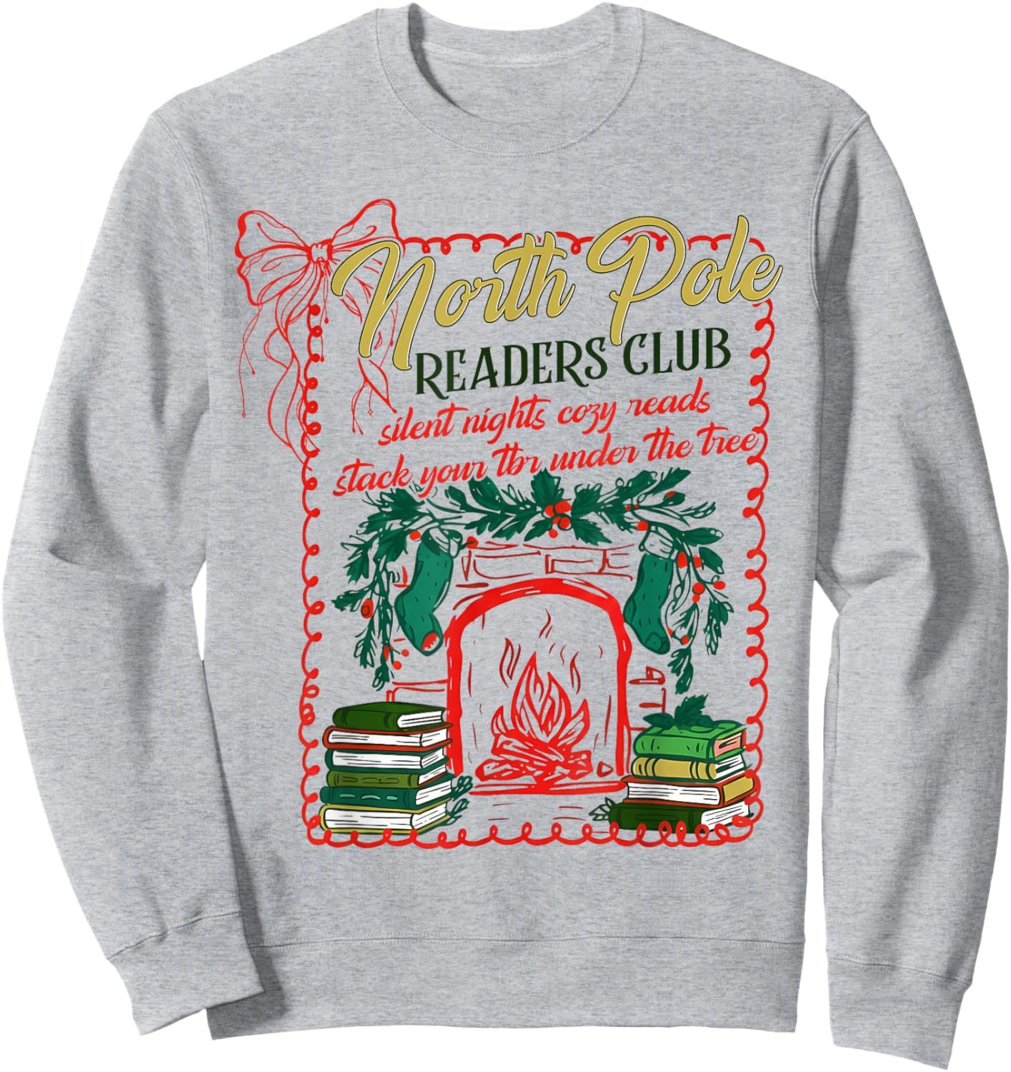 North Pole Readers Club, Coquette Merry Christmas Book Lover Sweatshirt - Sweatshirt | Ash