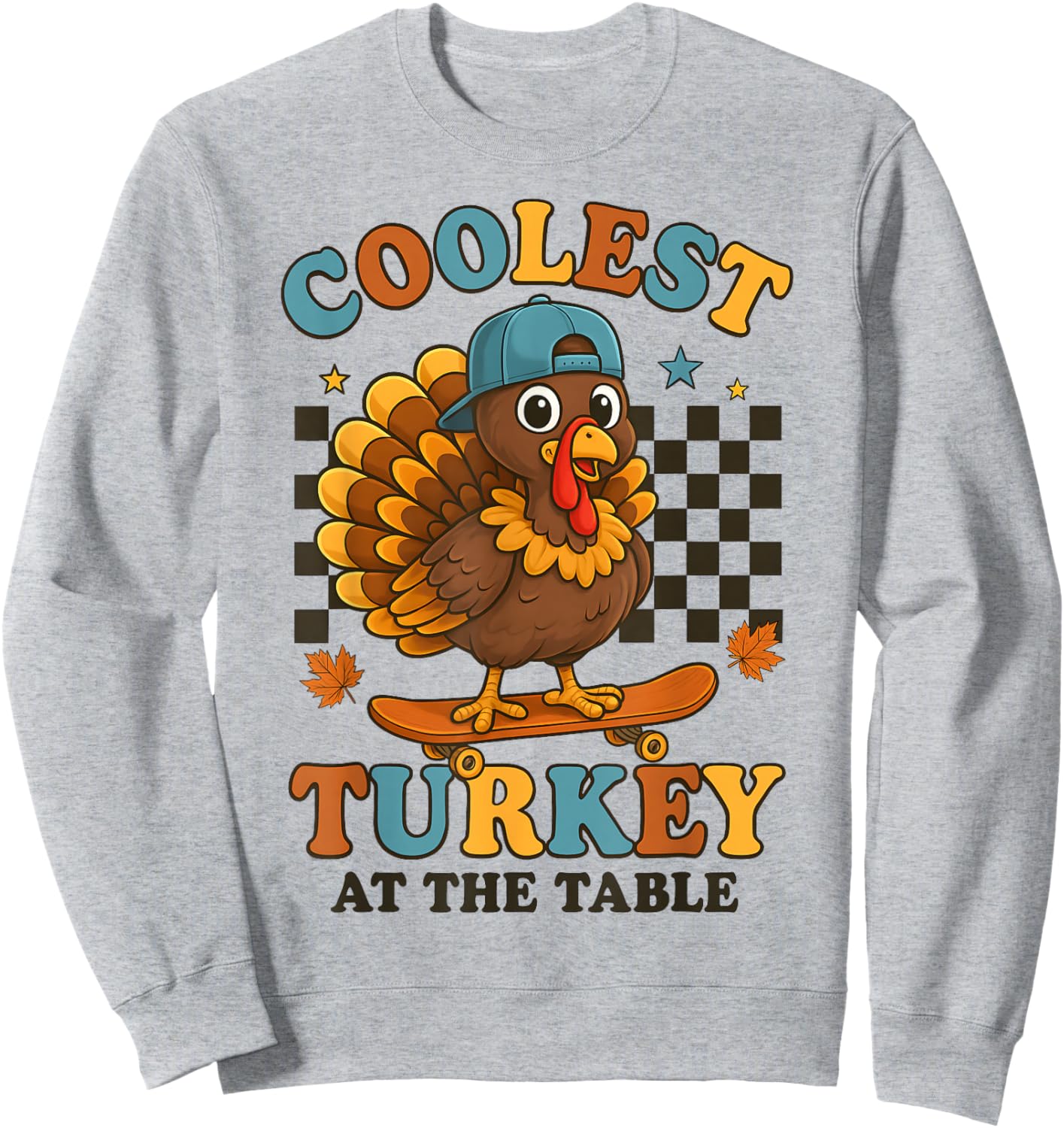 Coolest Turkey at Table Thanksgiving Boys Kids Toddler Sweatshirt - Sweatshirt | Ash
