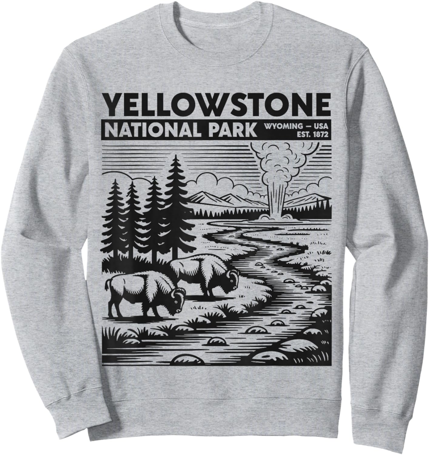 Yellowstone National Park Wyoming Geyser USA Retro Vintage Sweatshirt - Sweatshirt | Ash