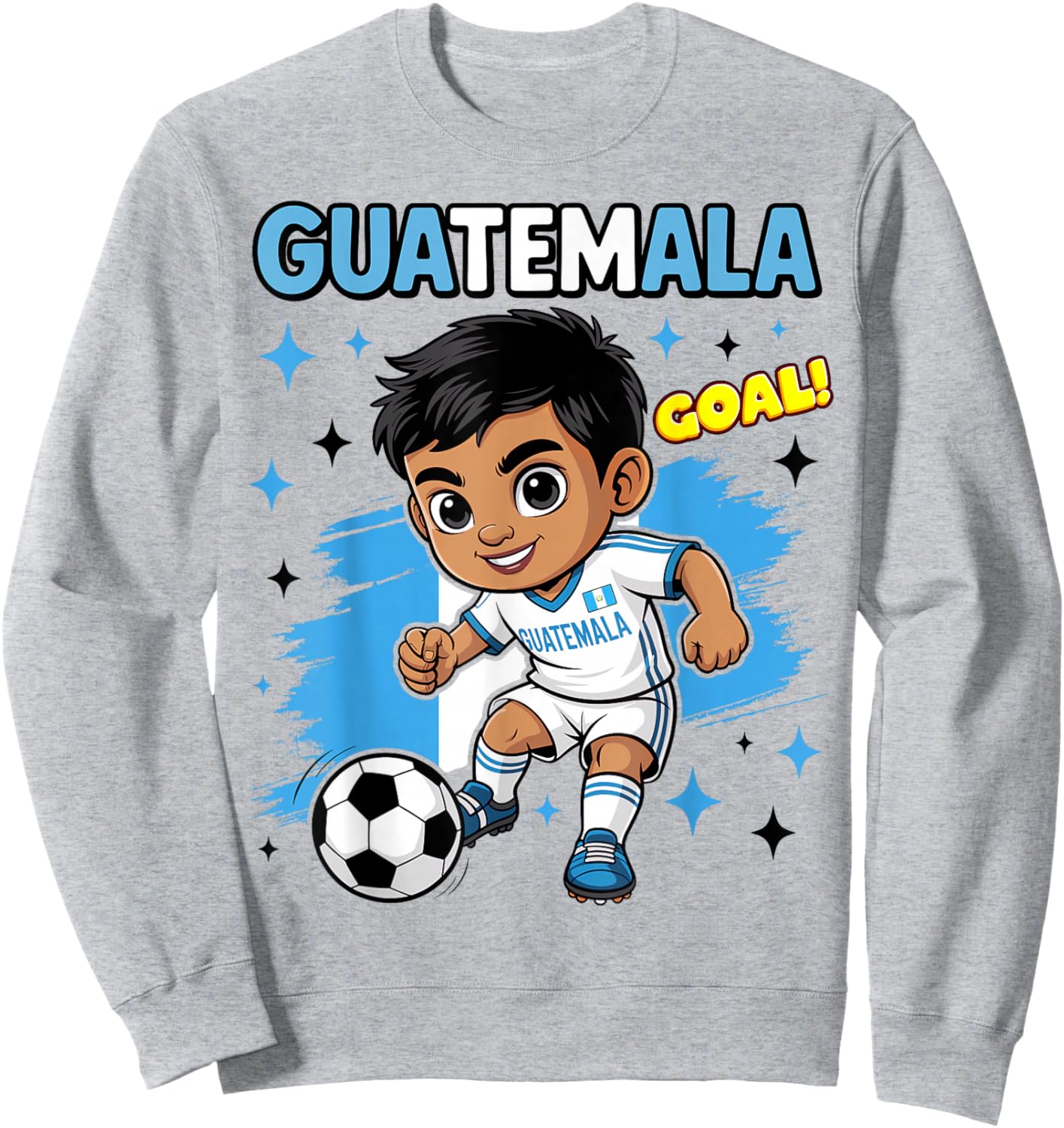 Guatemala Kid Goal Cartoon Guatemalan Flag for Kids Sweatshirt - Sweatshirt | Ash