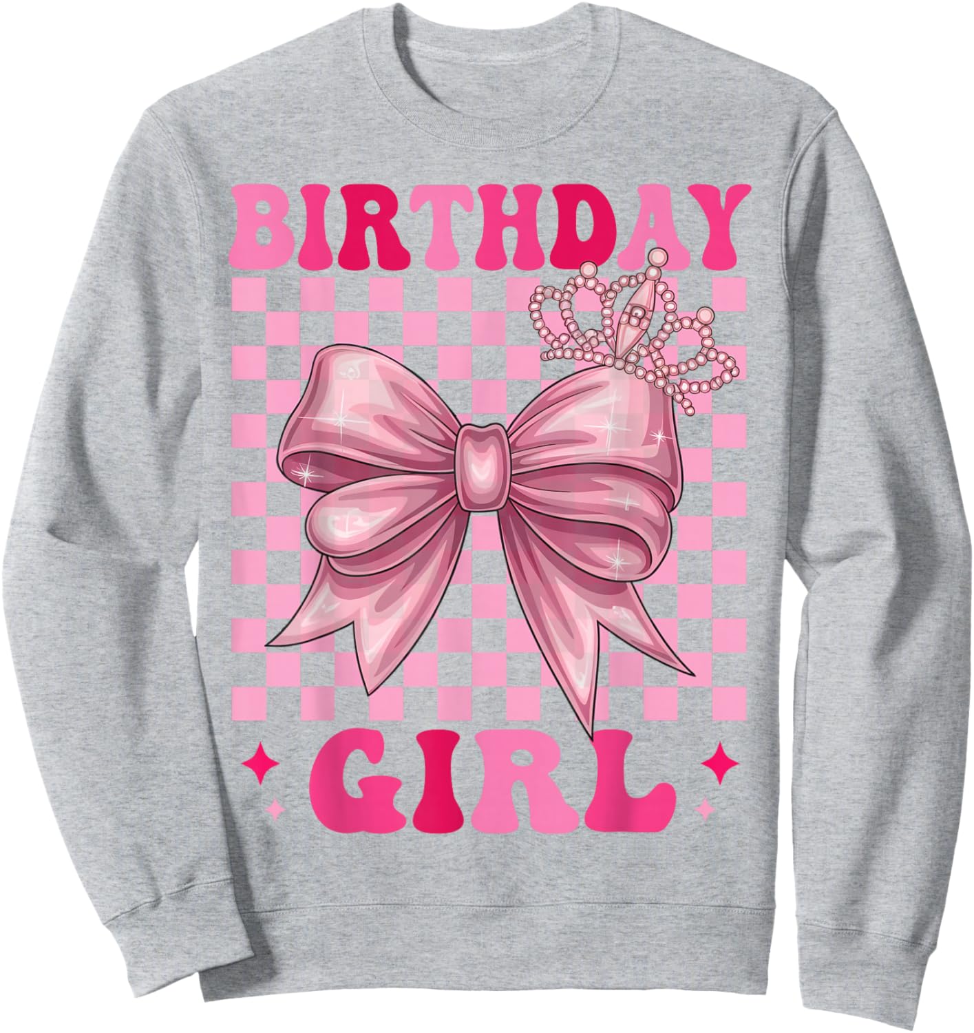 Birthday Girl Coquette Bow Pink Floral Birthday Girls Sweatshirt - Sweatshirt | Ash