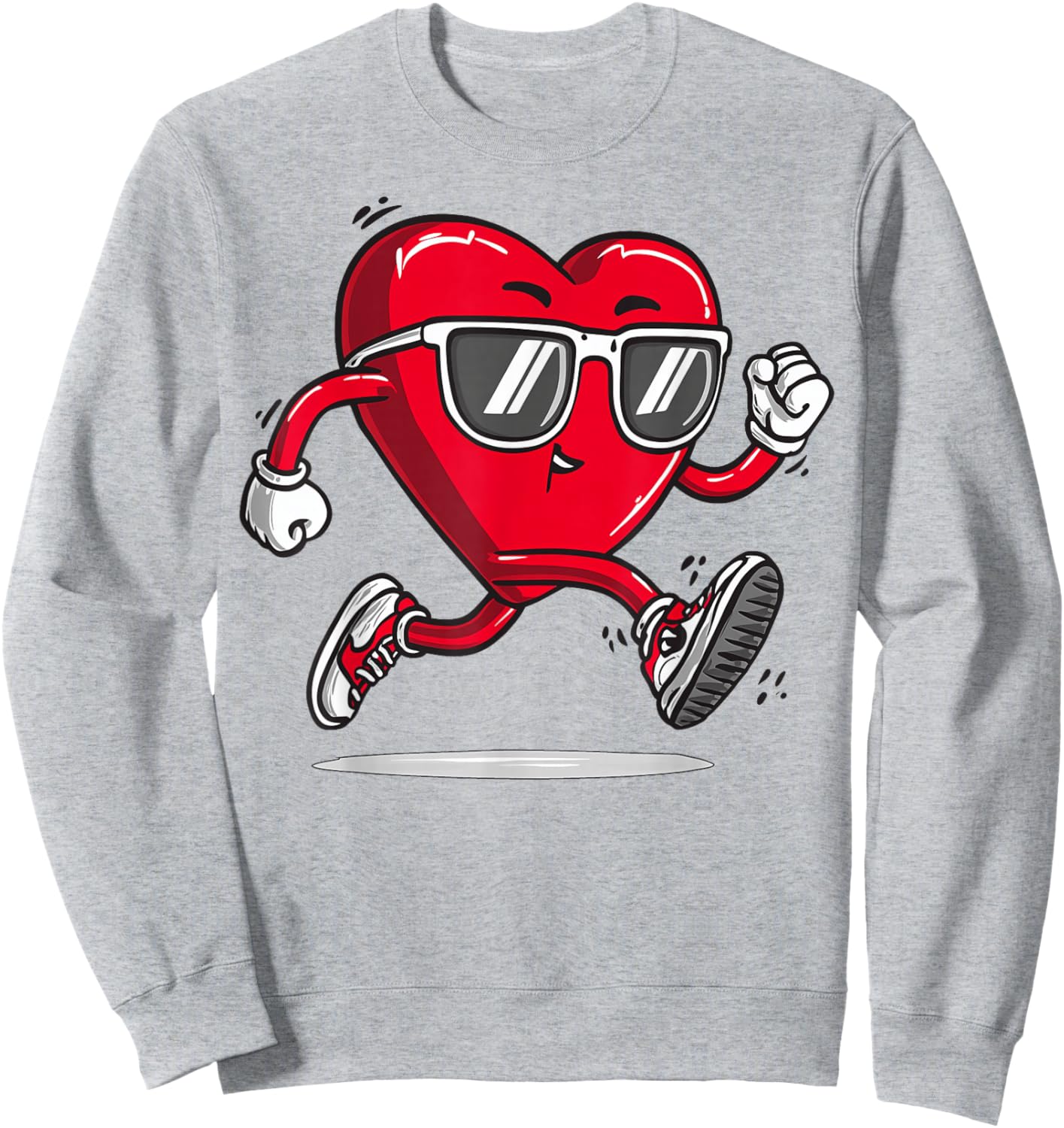 Runner Heart Marathon Running Valentine's Day Sunglasses Sweatshirt - Sweatshirt | Ash