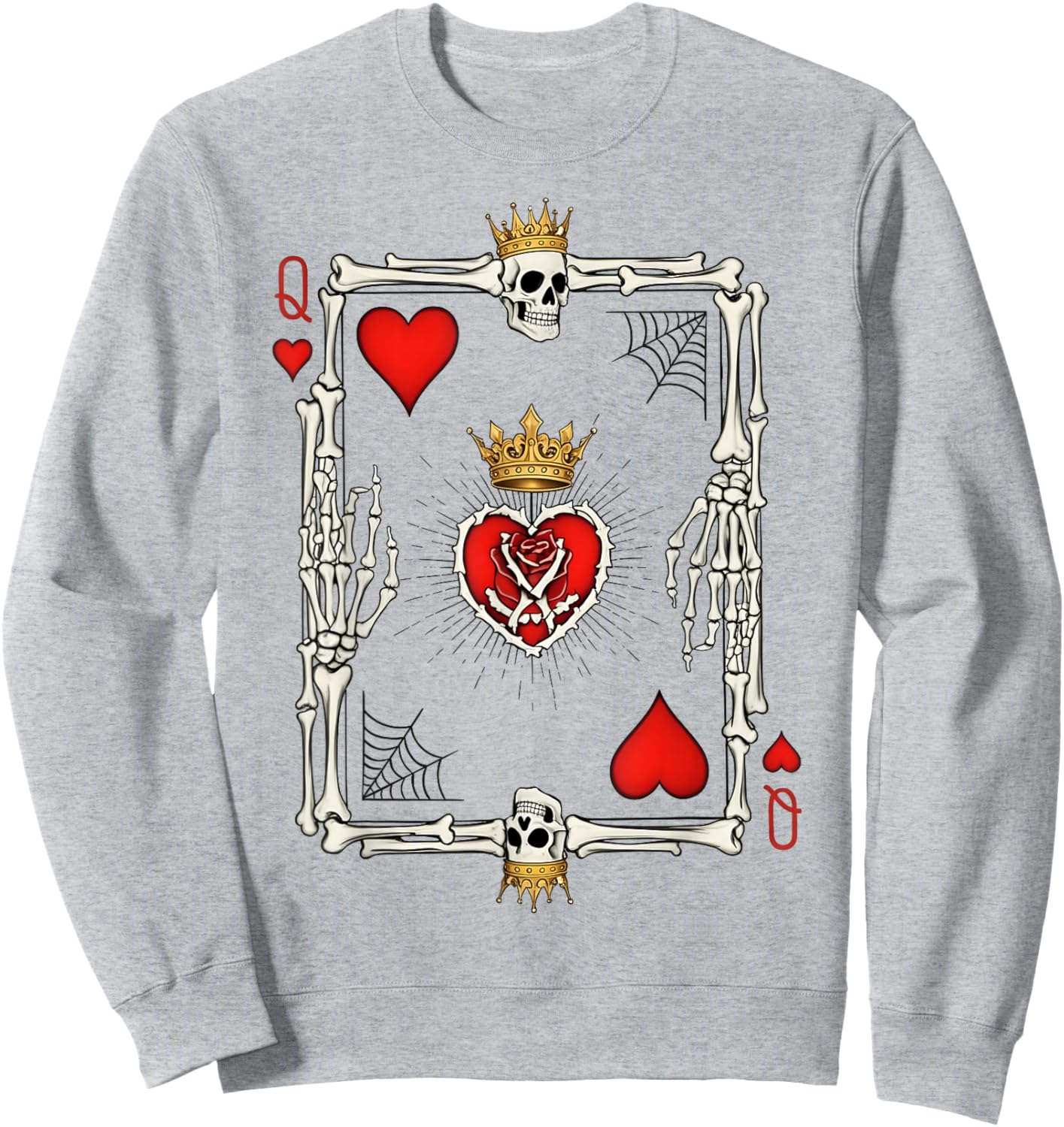 Valentine Halloween Queen of Hearts Card Costume Girl Women Sweatshirt - Sweatshirt | Ash