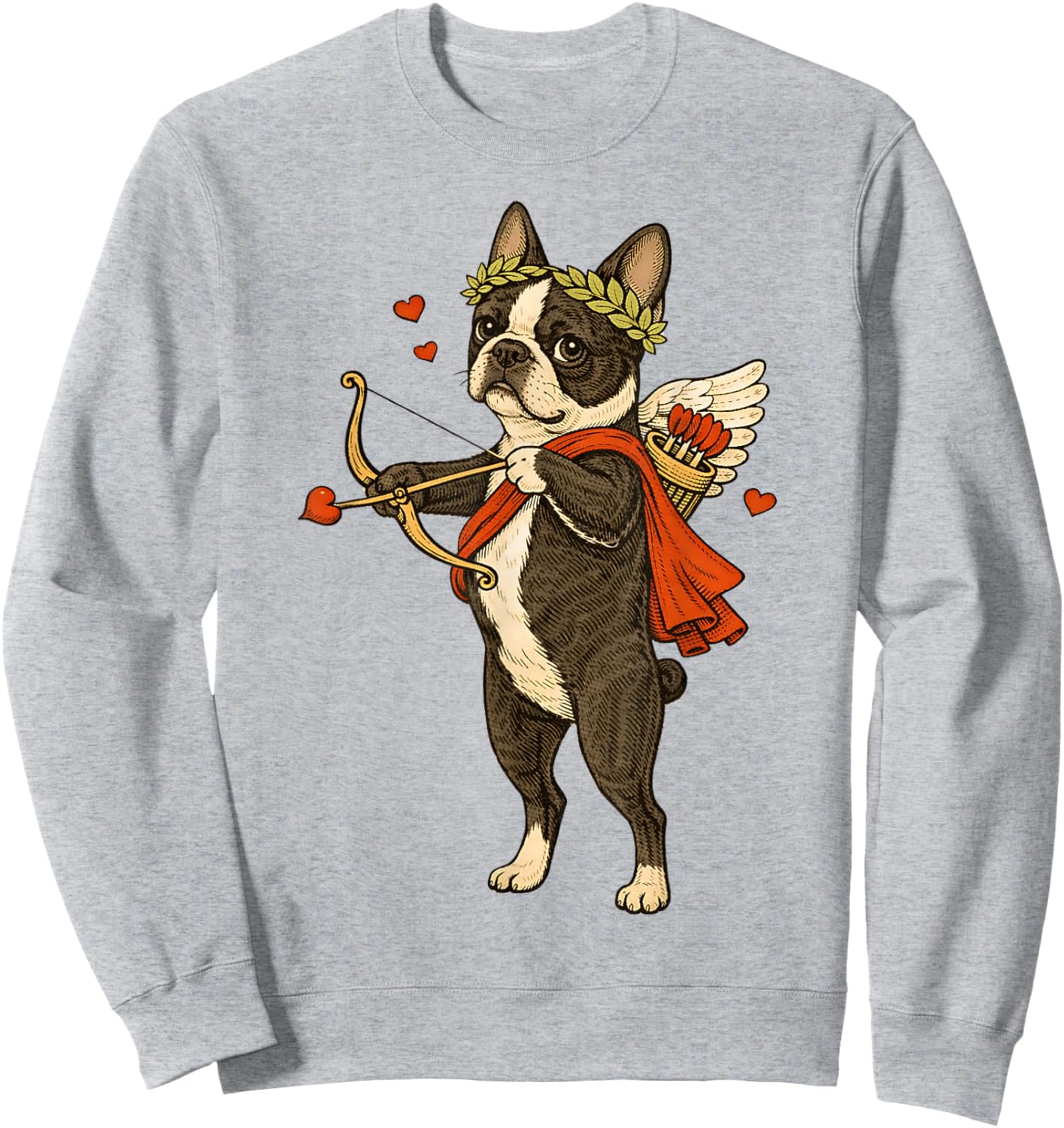 Valentine's Boston Terrier Cupid for Dog Lover Sweatshirt - Sweatshirt | Ash