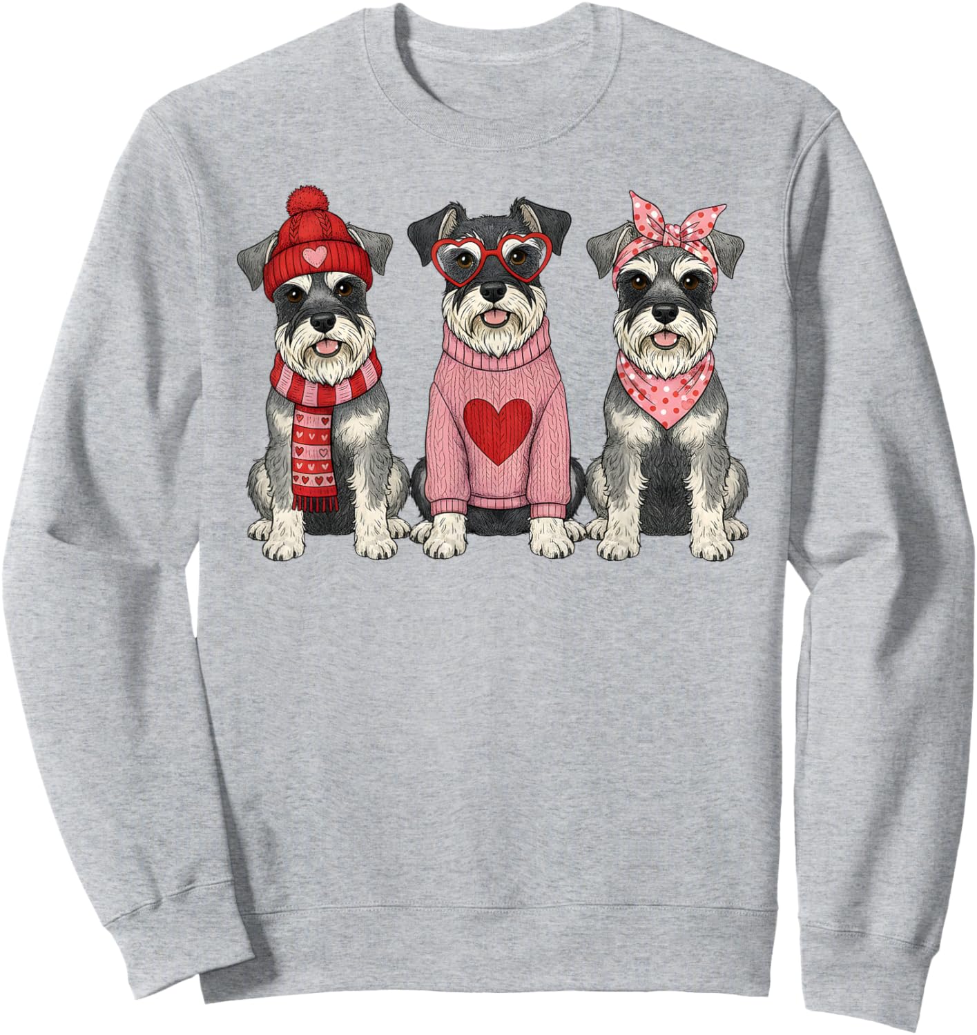 Cute Miniature Schnauzer Valentine Dog Sweatshirt - Sweatshirt | Ash