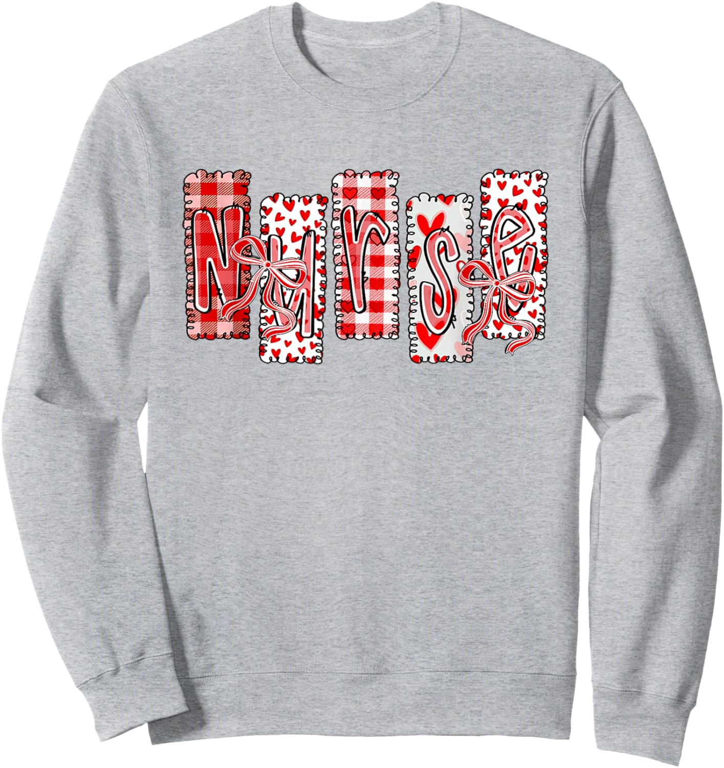 Preppy Valentines Nurse Life Coquette Bow Nursing Student Sweatshirt - Sweatshirt | Ash