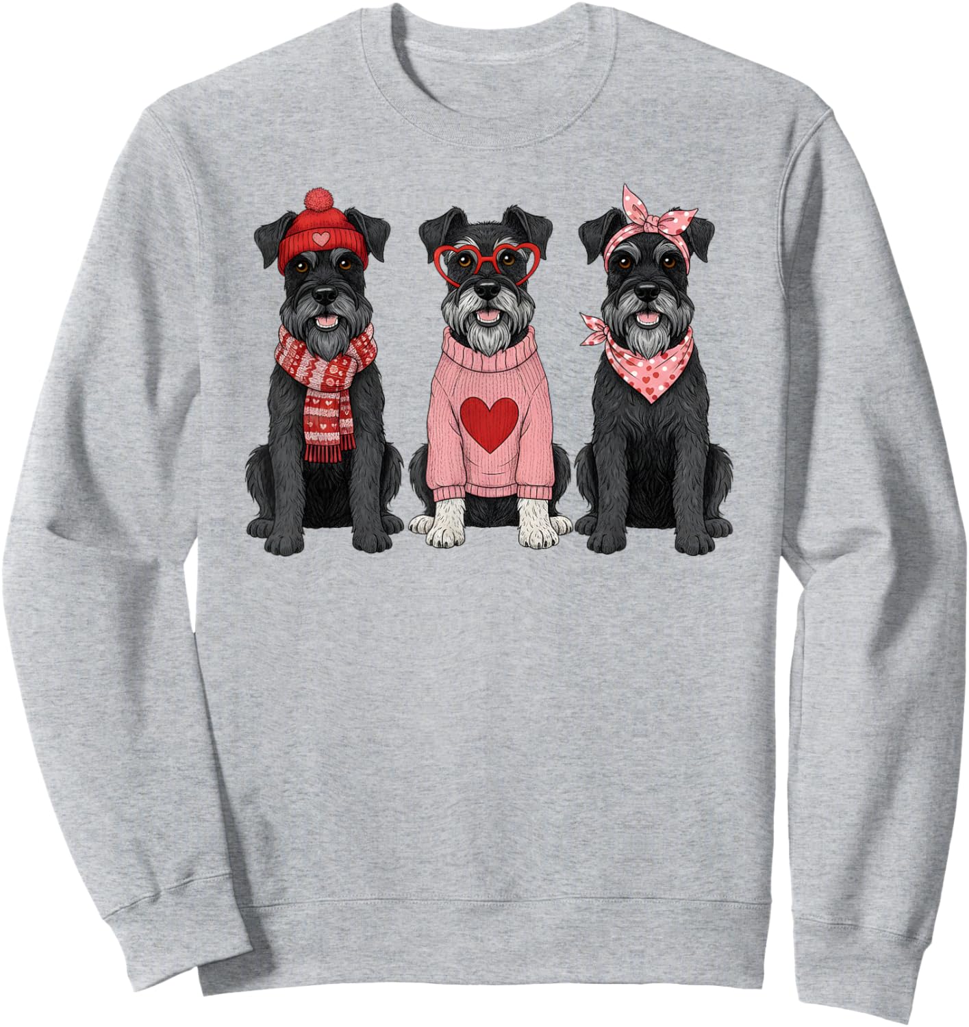 Cute Schnauzer Valentine Dog Sweatshirt - Sweatshirt | Ash