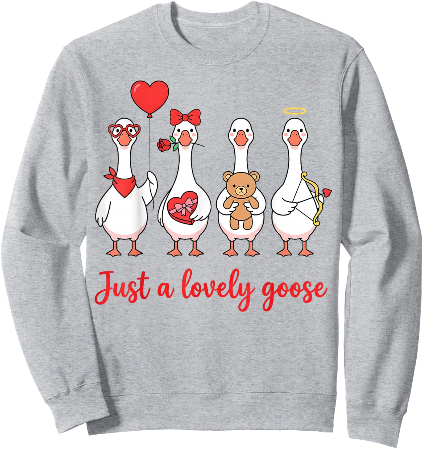 Humor Silly Goose Just A Lovely Goose Valentine's Day Couple Sweatshirt - Sweatshirt | Ash