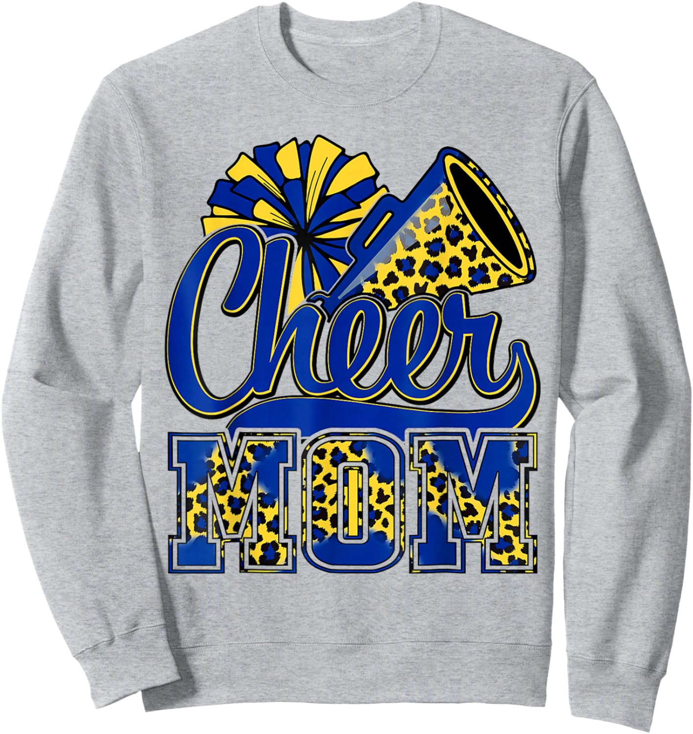 Cheer Mom Blue Gold Cheerleader Game Day Mama Football Sweatshirt - Sweatshirt | Ash