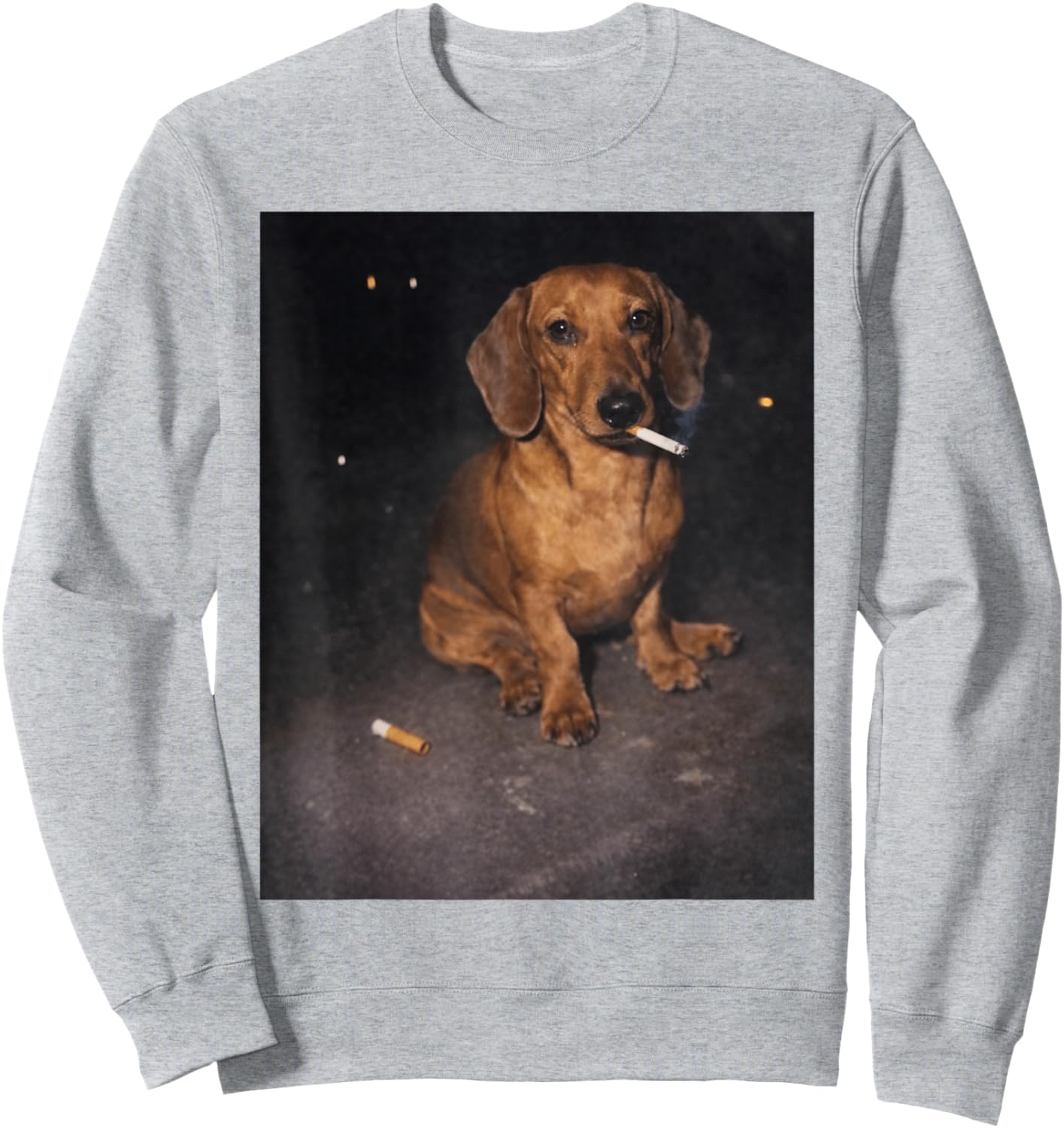 Funny Dachshund Smoking Meme Cigarette Dog Meme Street Style Sweatshirt - Sweatshirt | Ash
