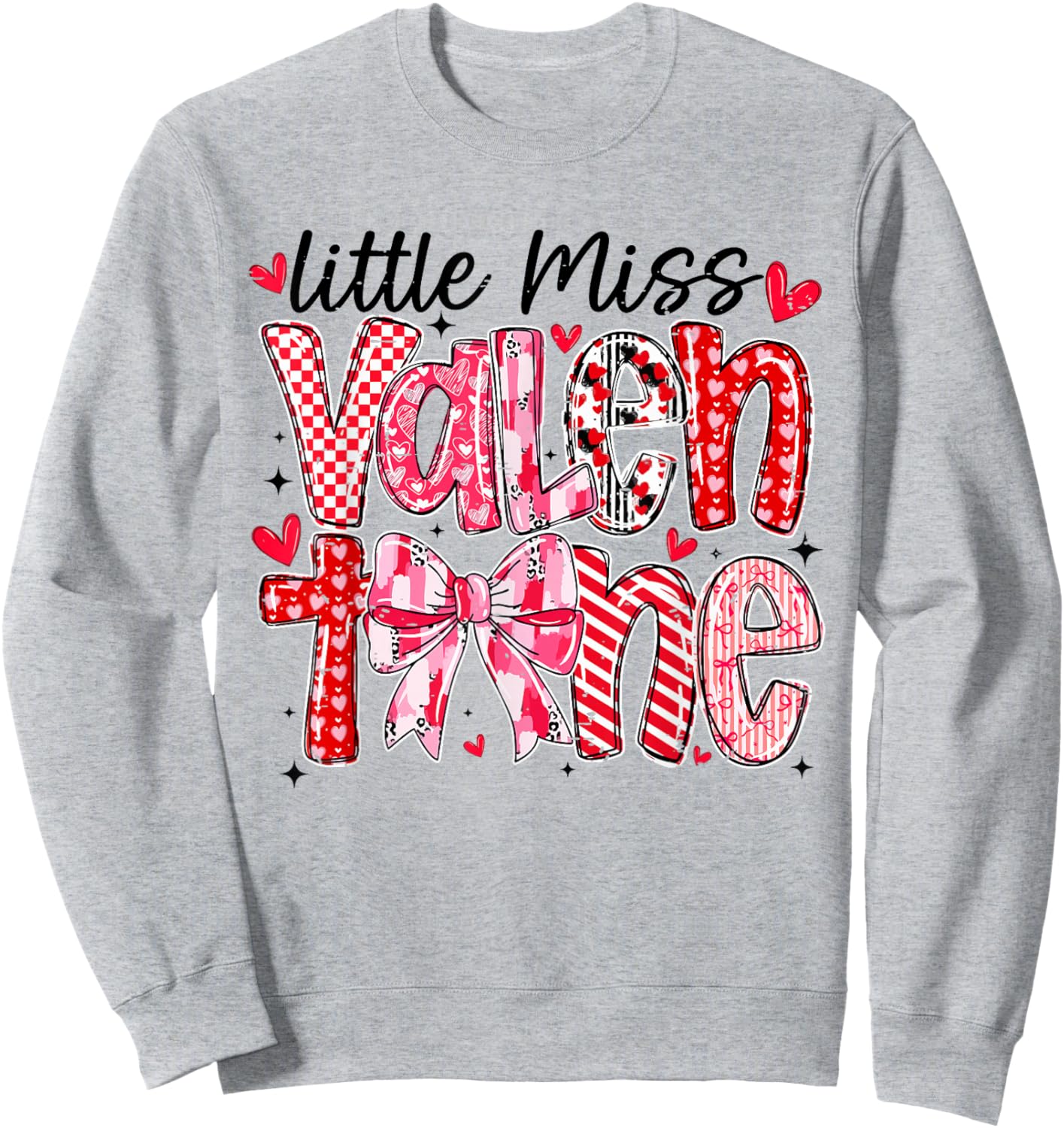 Coquette Bow Little Miss Valentine Girly Love Heart XOXO Sweatshirt - Sweatshirt | Ash