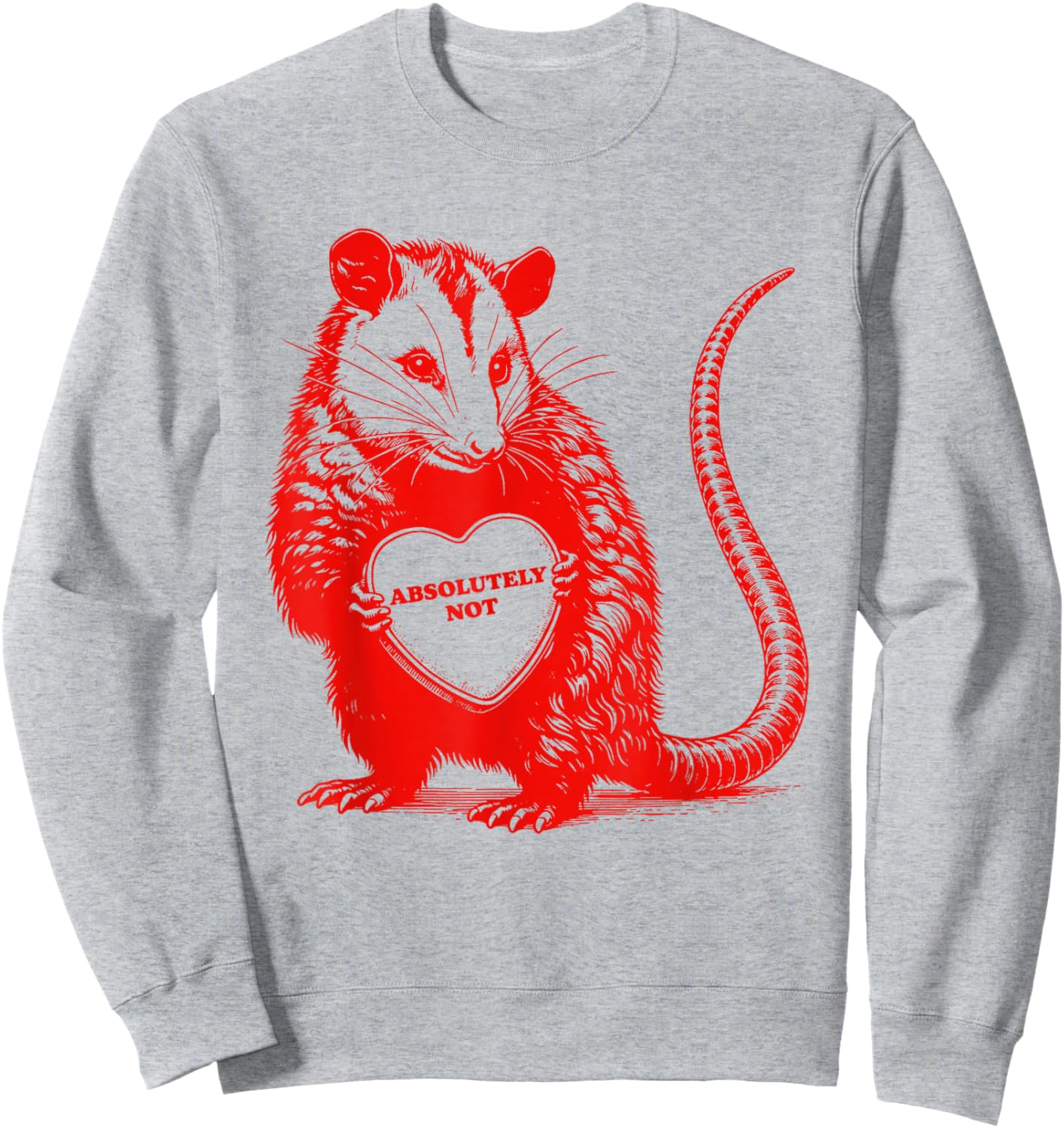 Funny Opossum Absolutely Not Valentine Graphic Sweatshirt - Sweatshirt | Ash
