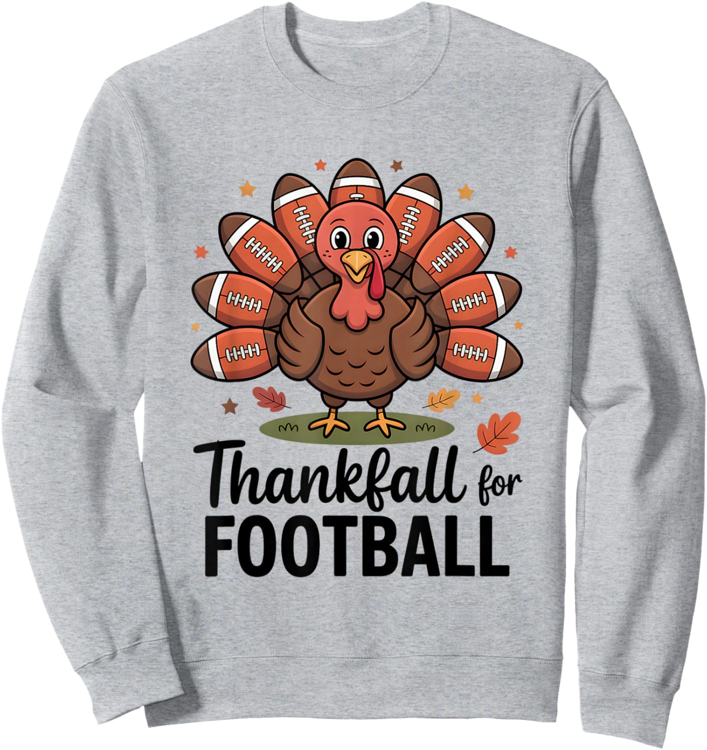 Thankful Football Turkey Thanksgiving Fall Boys Men Women Sweatshirt - Sweatshirt | Ash