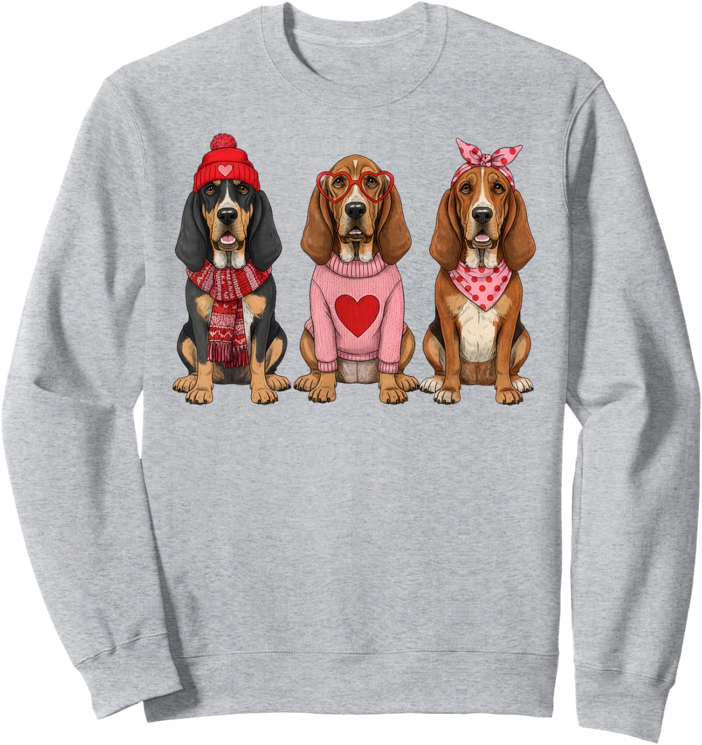 Cute Bloodhound Valentine Dog Sweatshirt - Sweatshirt | Ash