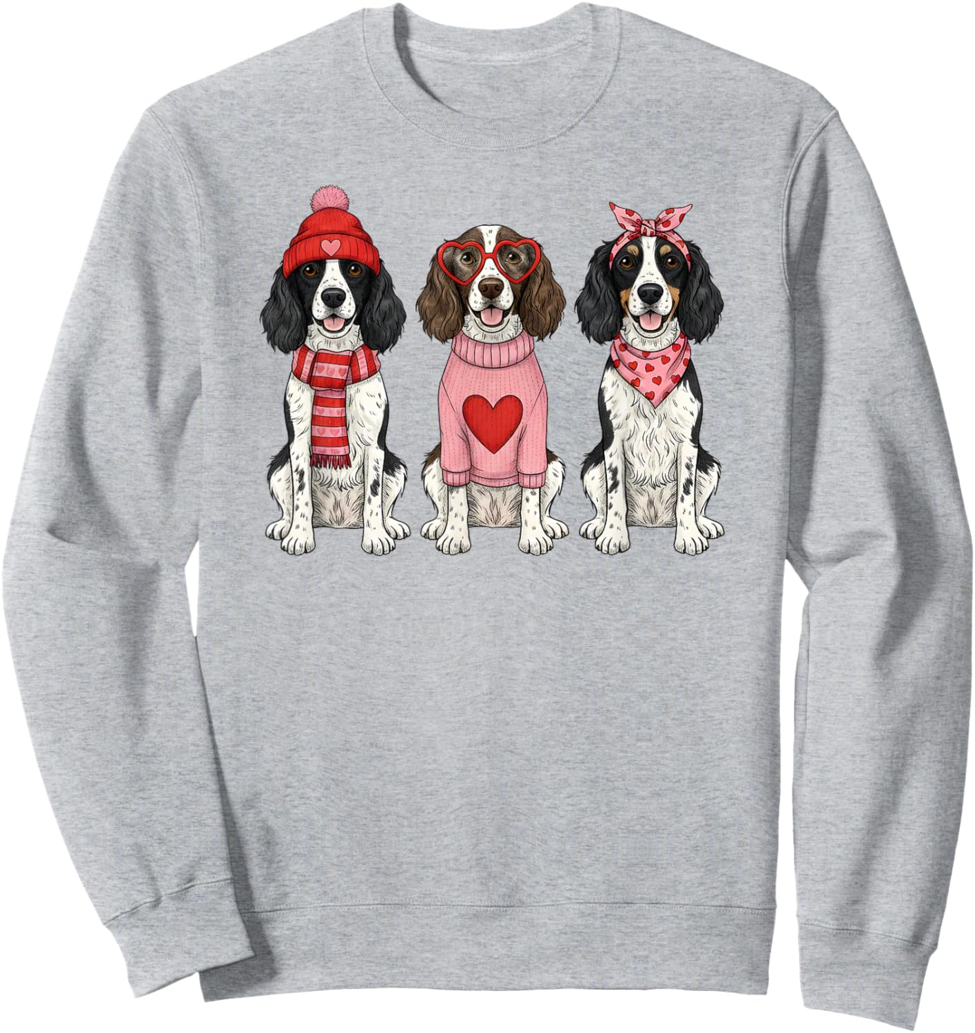 Cute English Springer Spaniel Valentine Dog Sweatshirt - Sweatshirt | Ash