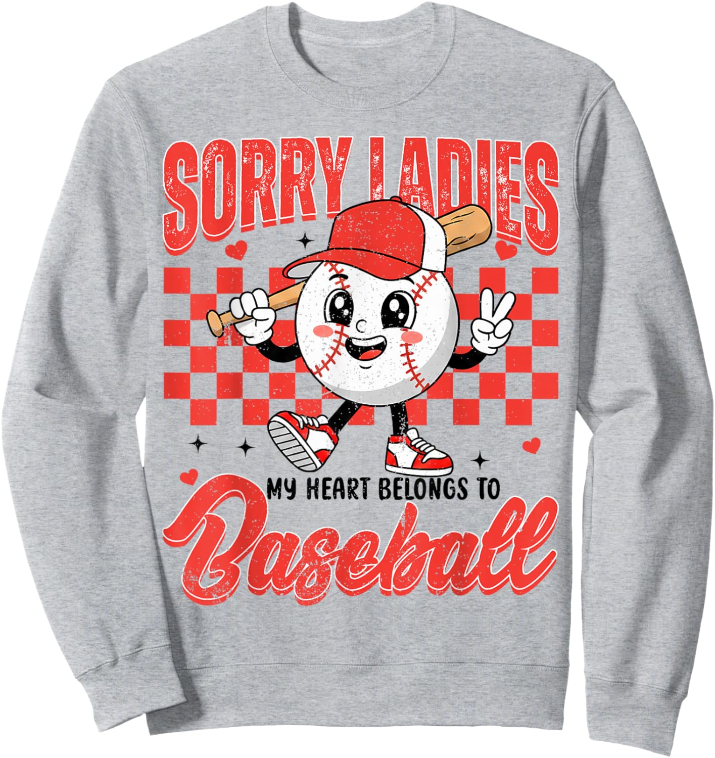 Sorry Ladies My Heart Belongs to Baseball Valentines Boys Sweatshirt - Sweatshirt | Ash