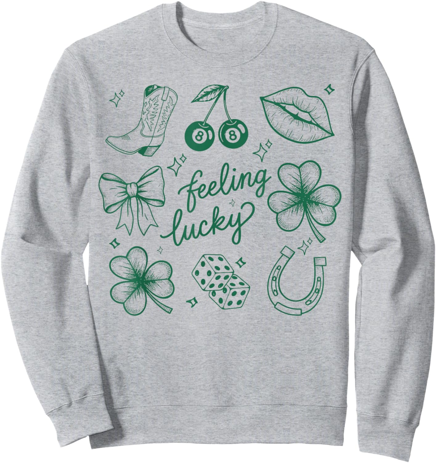 Feeling Lucky Irish Shamrocks Patrick's Day Men Women Sweatshirt - Sweatshirt | Ash
