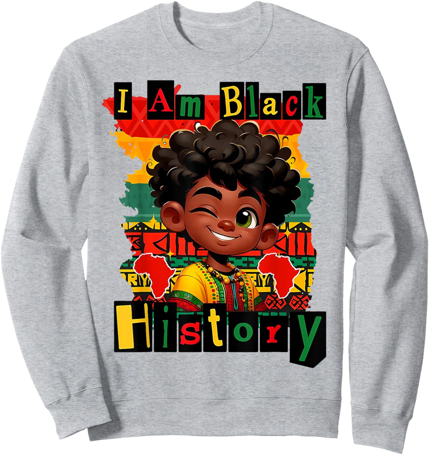 I am Black History Juneteenth Boy Girl Kids BHM Sweatshirt - Sweatshirt | Ash