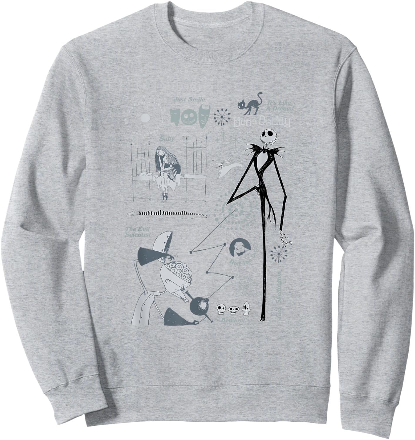 Disney The Nightmare Before Christmas Jack and Sally Vintage Sweatshirt - Sweatshirt | Ash