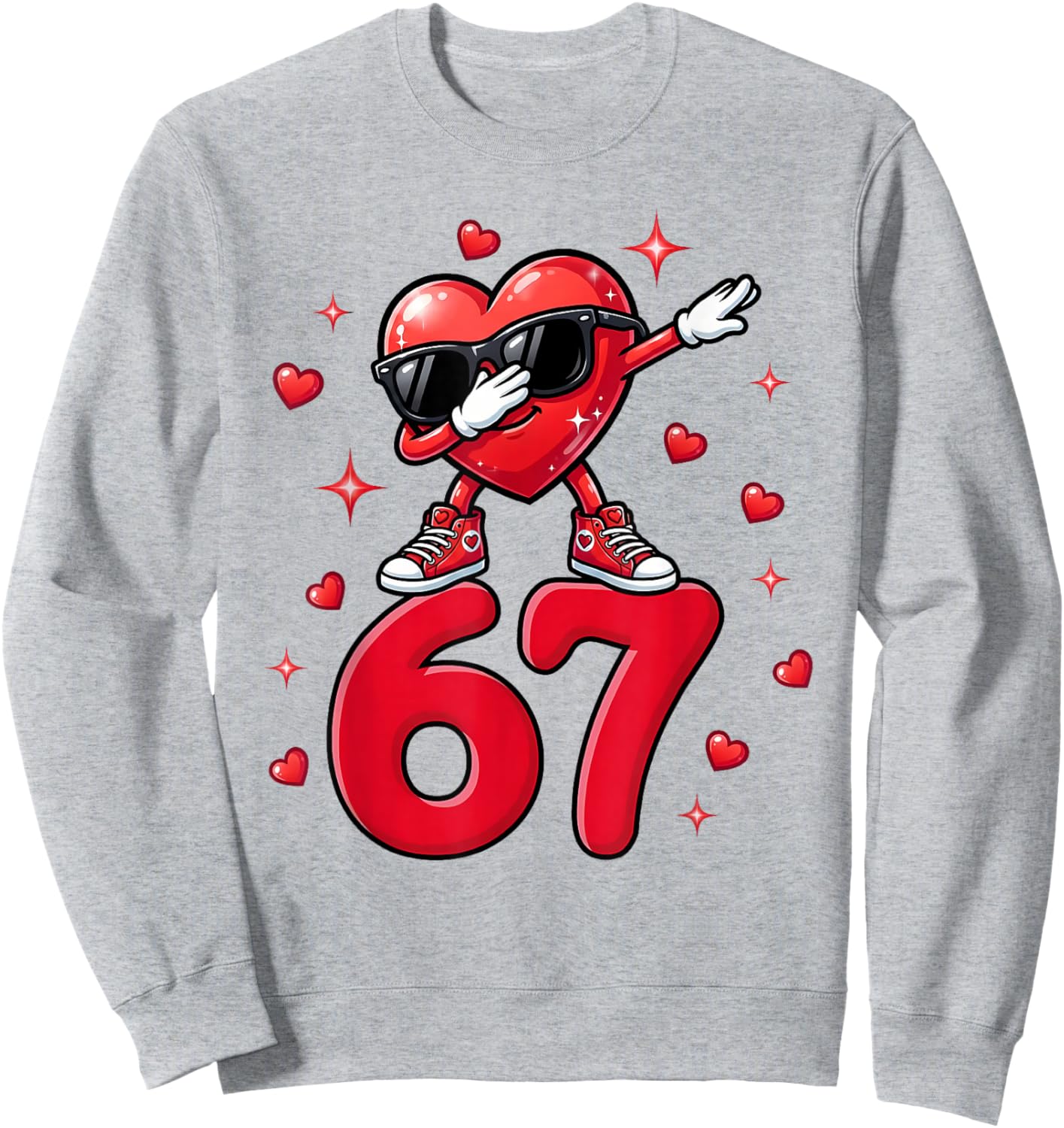 Valentine Day Six Seven Meme Dabbing 67 Bruh Gen Z Boy Sweatshirt - Sweatshirt | Ash