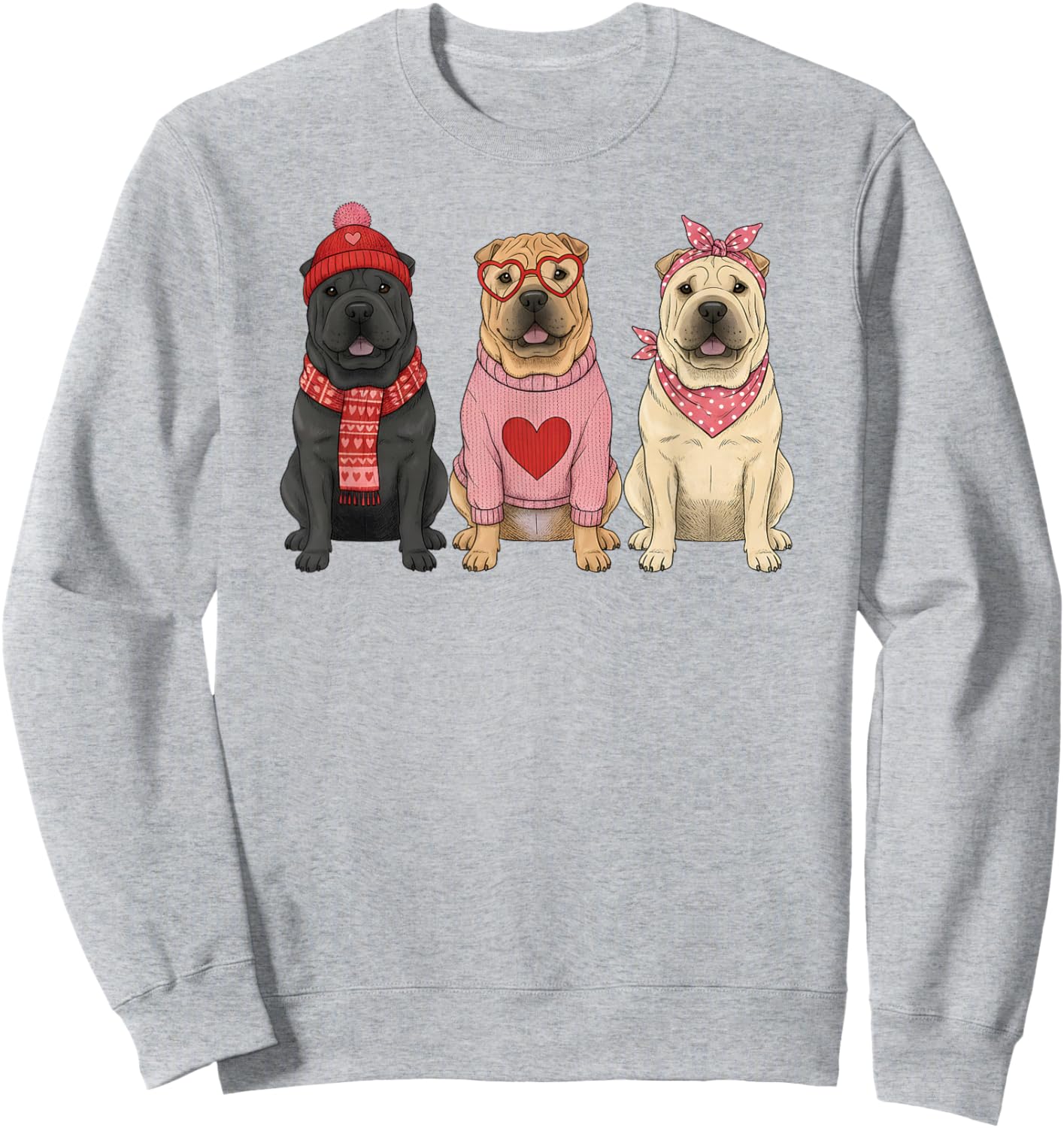 Cute Shar Pei Valentine Dog Sweatshirt - Sweatshirt | Ash