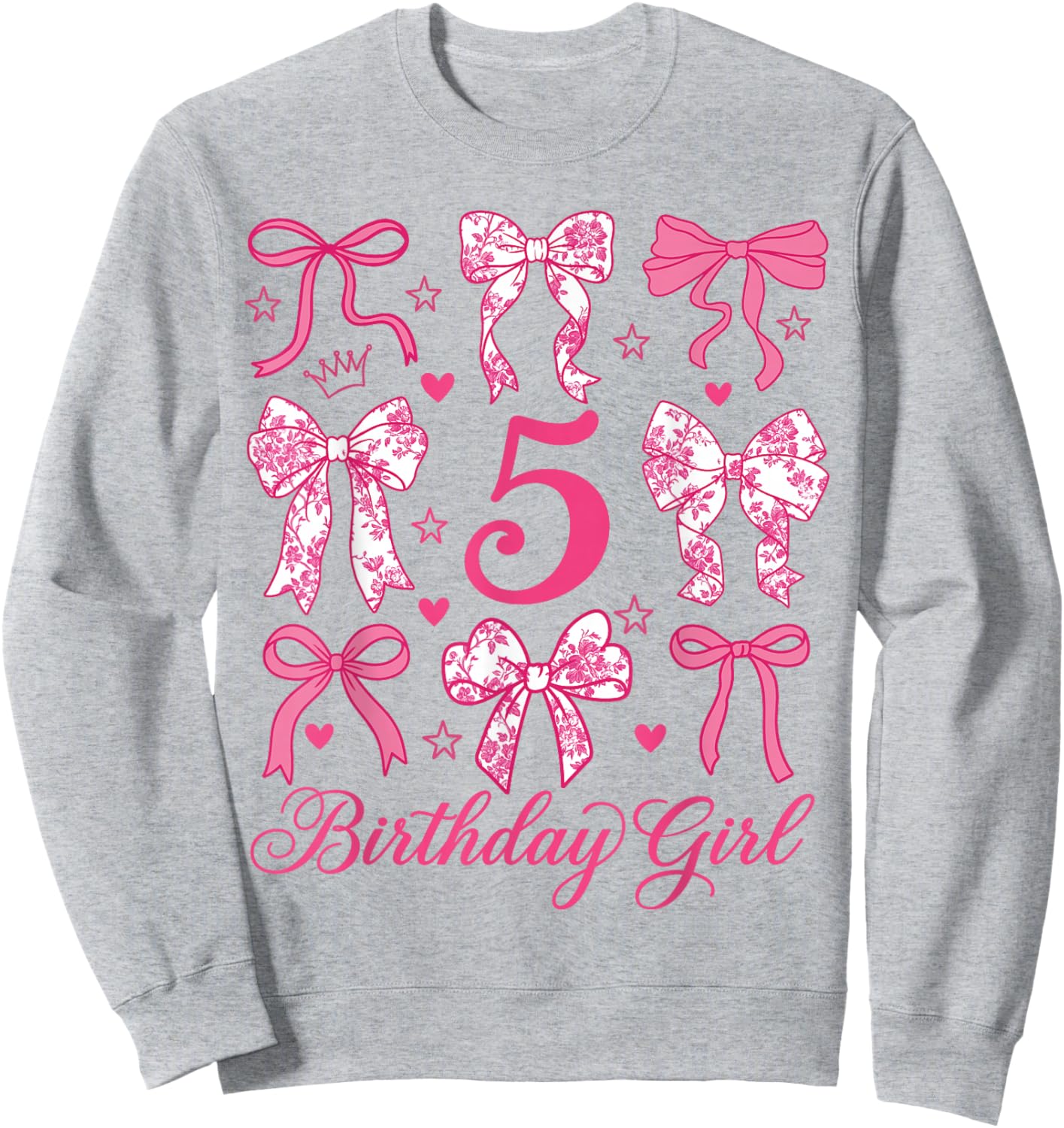 Cute It's My 5 Bday Coquette Bow 5th Birthday Girls Sweatshirt - Sweatshirt | Ash